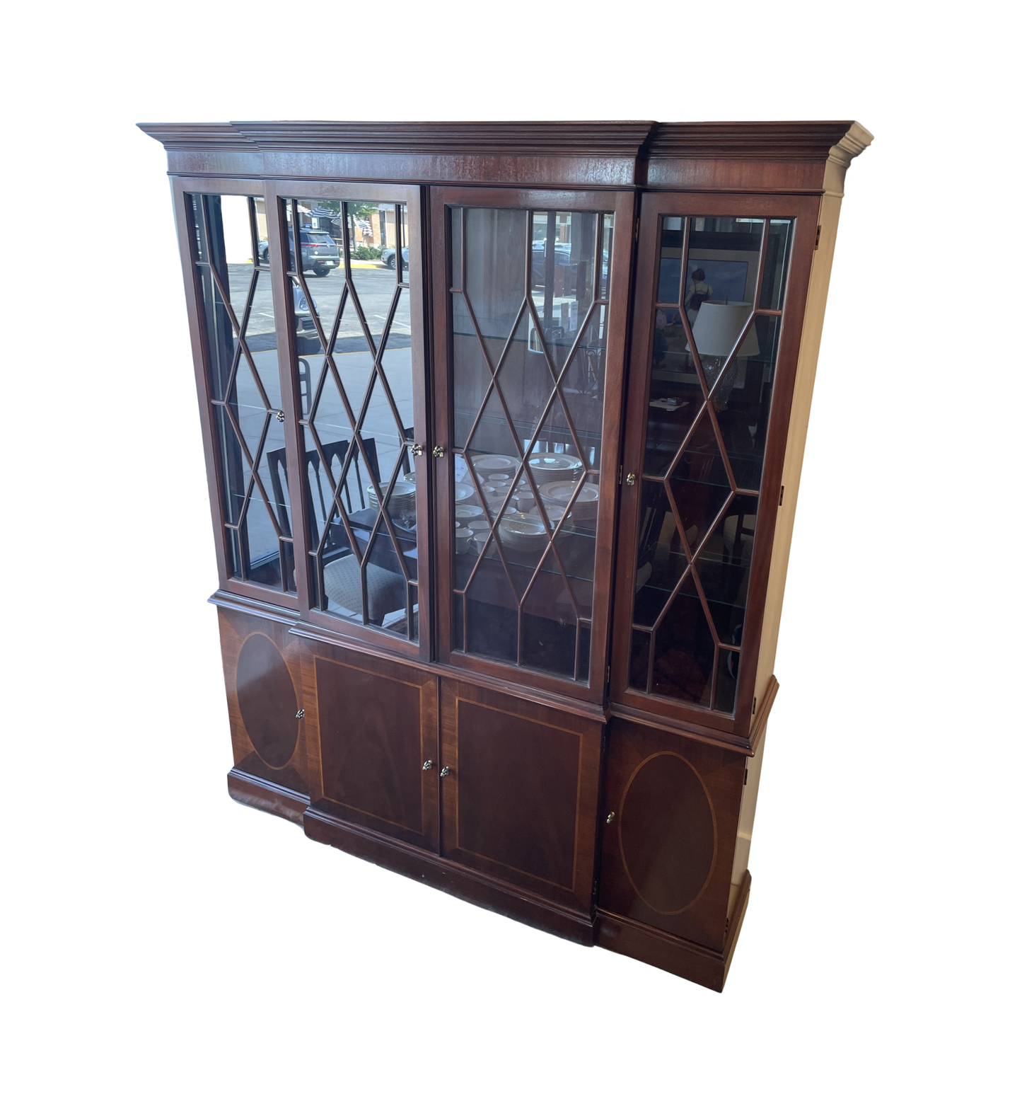 Baker Chippendale Mahogany Breakfront, AS IS (0OX003)