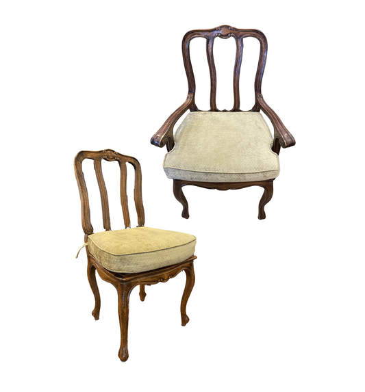 Set of 6 Antique Louis XV Caned Seat Dining Chairs (0NW00I)