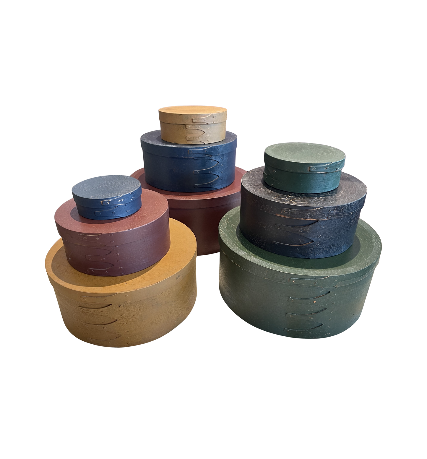 Set of 9 Multicolored Round Shaker Boxes (0C402H)