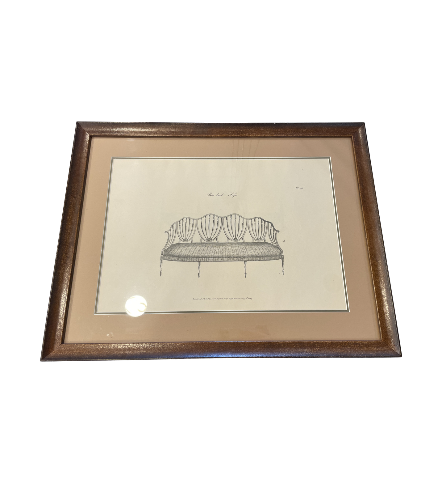 I&J Taylor Copperplate Folio Reproduction Print, Bar Back Sofa (03T009)