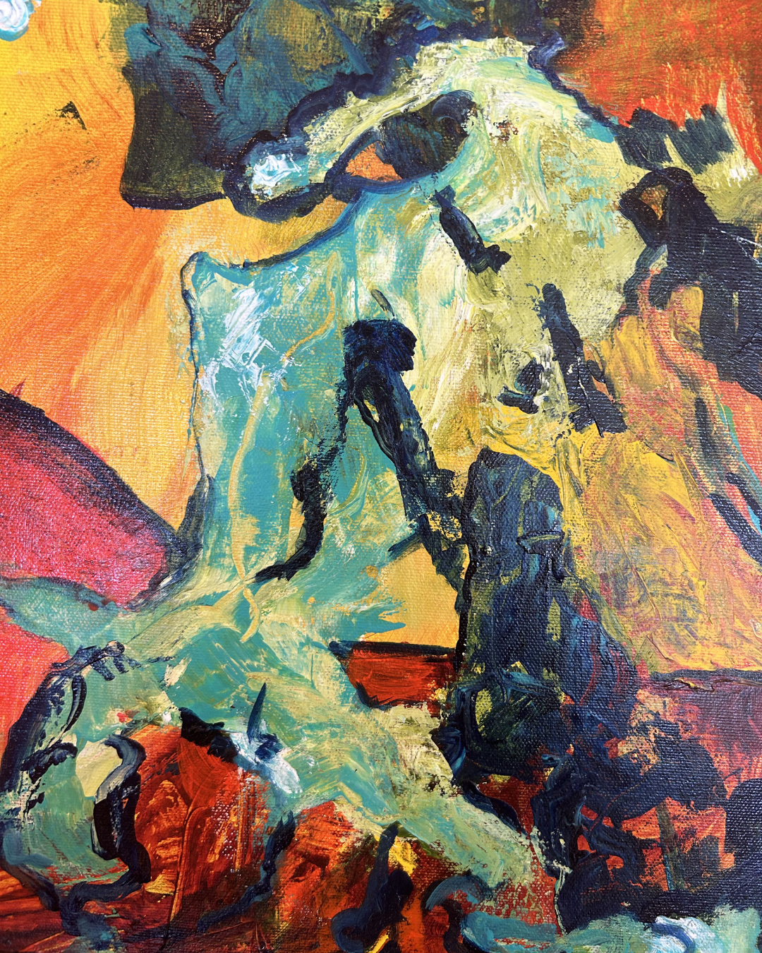 J. Drury Abstract in Blue and Orange (0KY009)