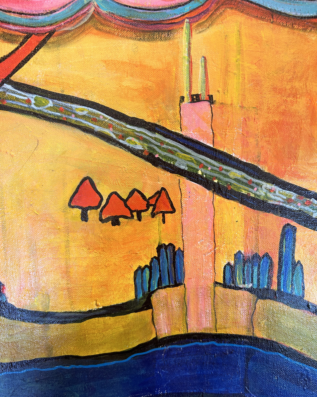 J. Drury Surrealist City on Canvas (0KY007)