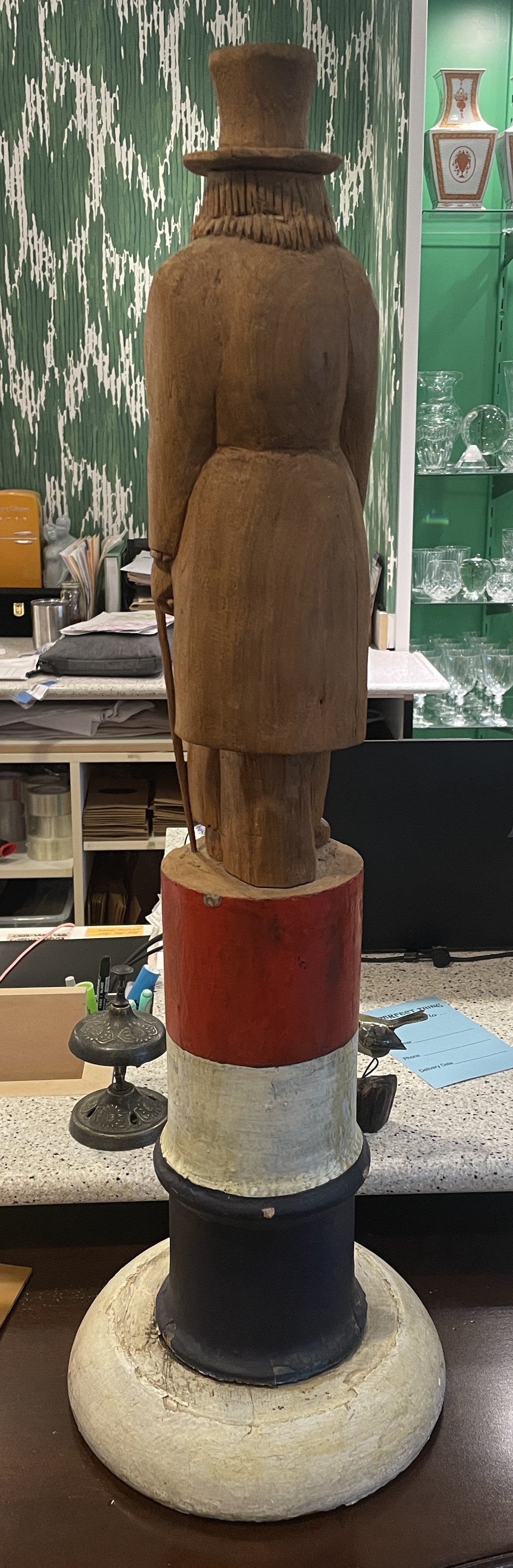 Folk Art Carved Uncle Sam on Oil Barrel (02J00H)