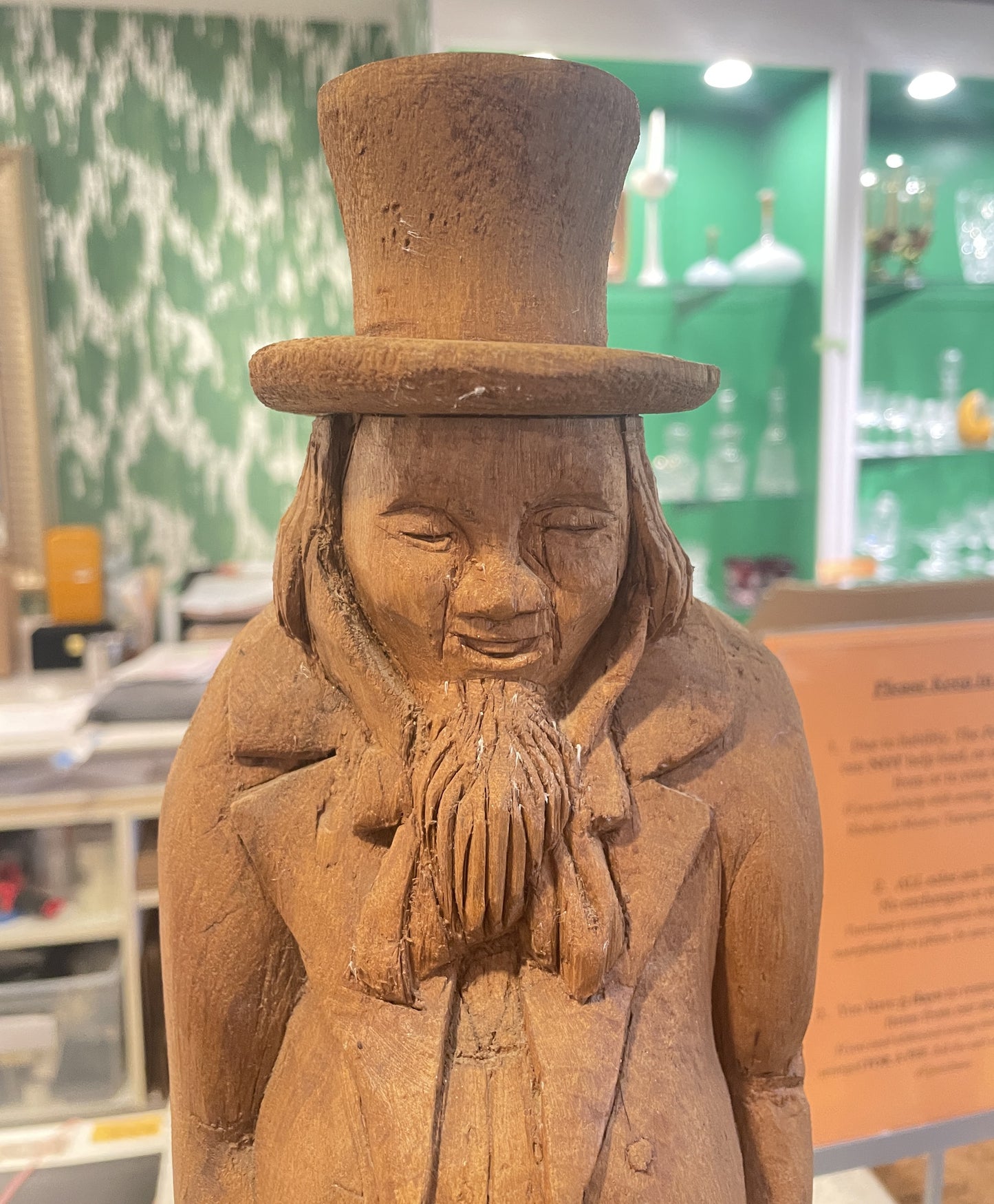 Folk Art Carved Uncle Sam on Oil Barrel (02J00H)