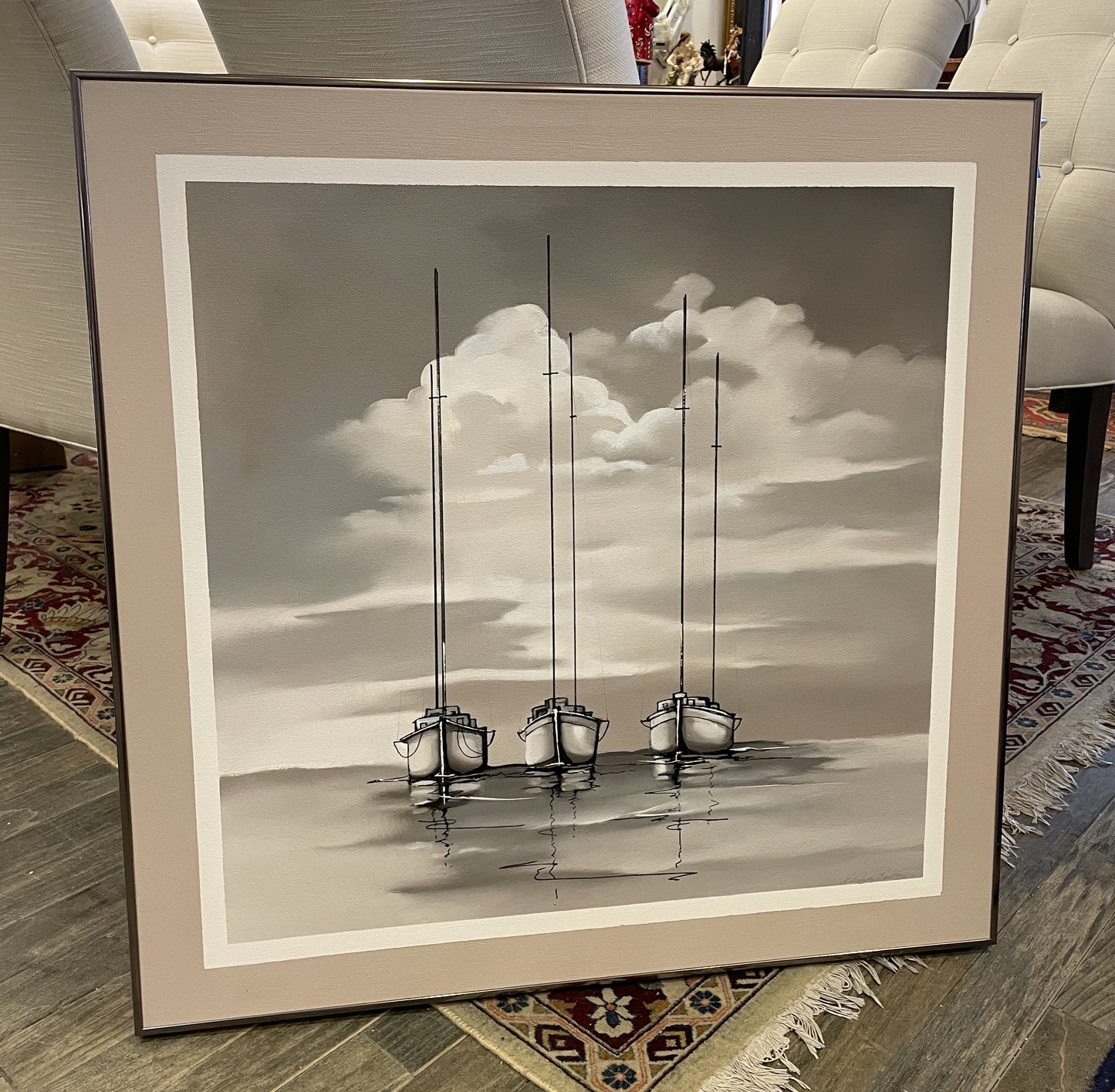 Boats on Canvas, signed (0IV01H)