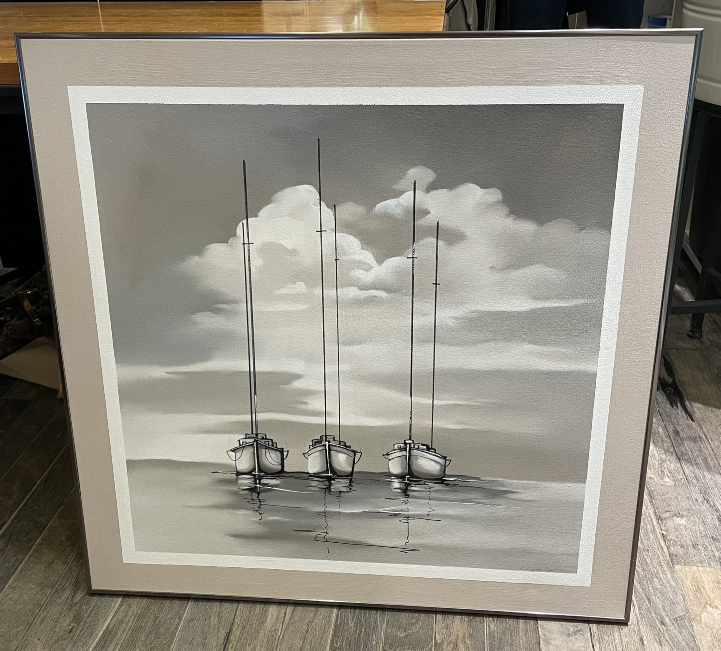 Boats on Canvas, signed (0IV01H)