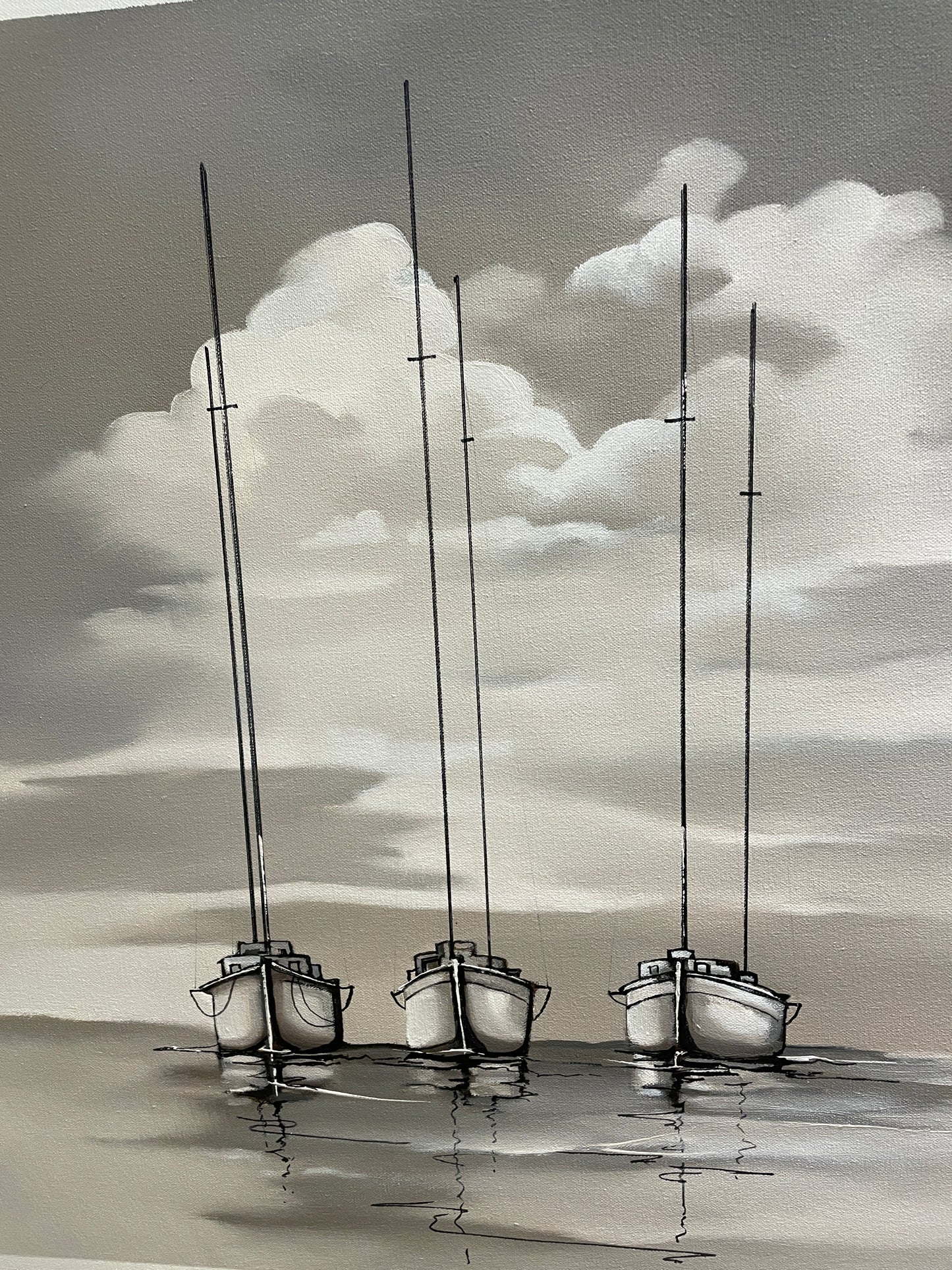 Boats on Canvas, signed (0IV01H)