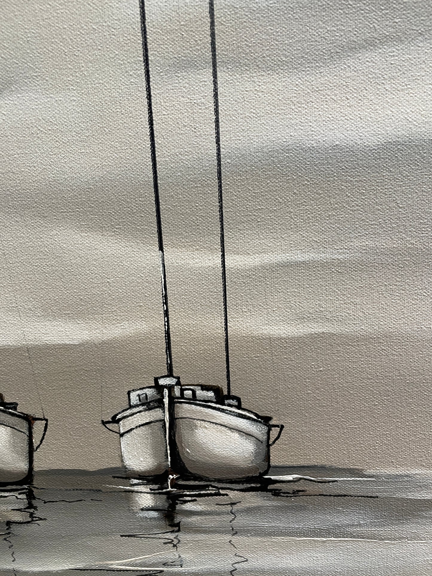 Boats on Canvas, signed (0IV01H)