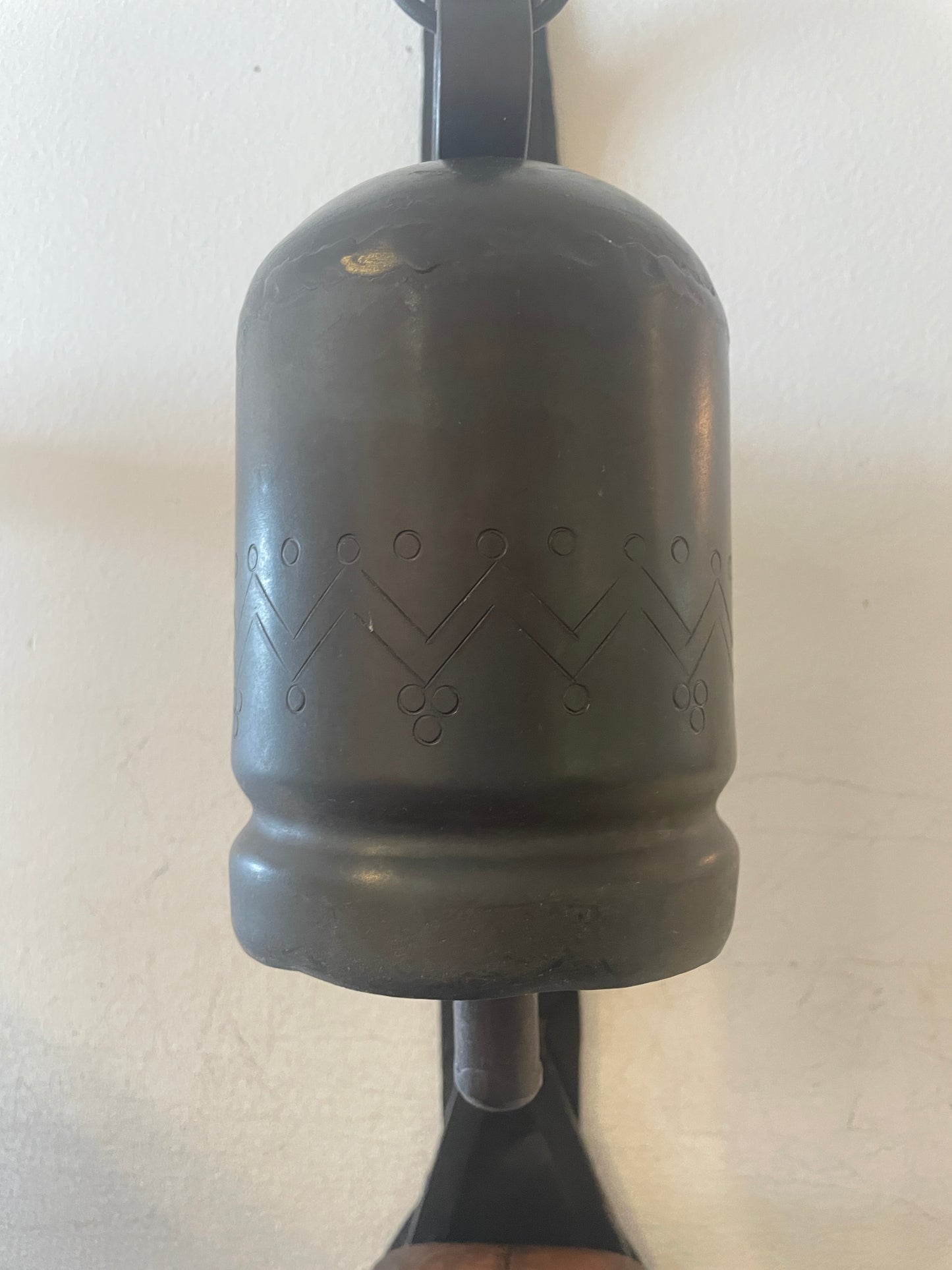 Hand Forged Iron Bell on Bracket with Mallet (0JL01Q)