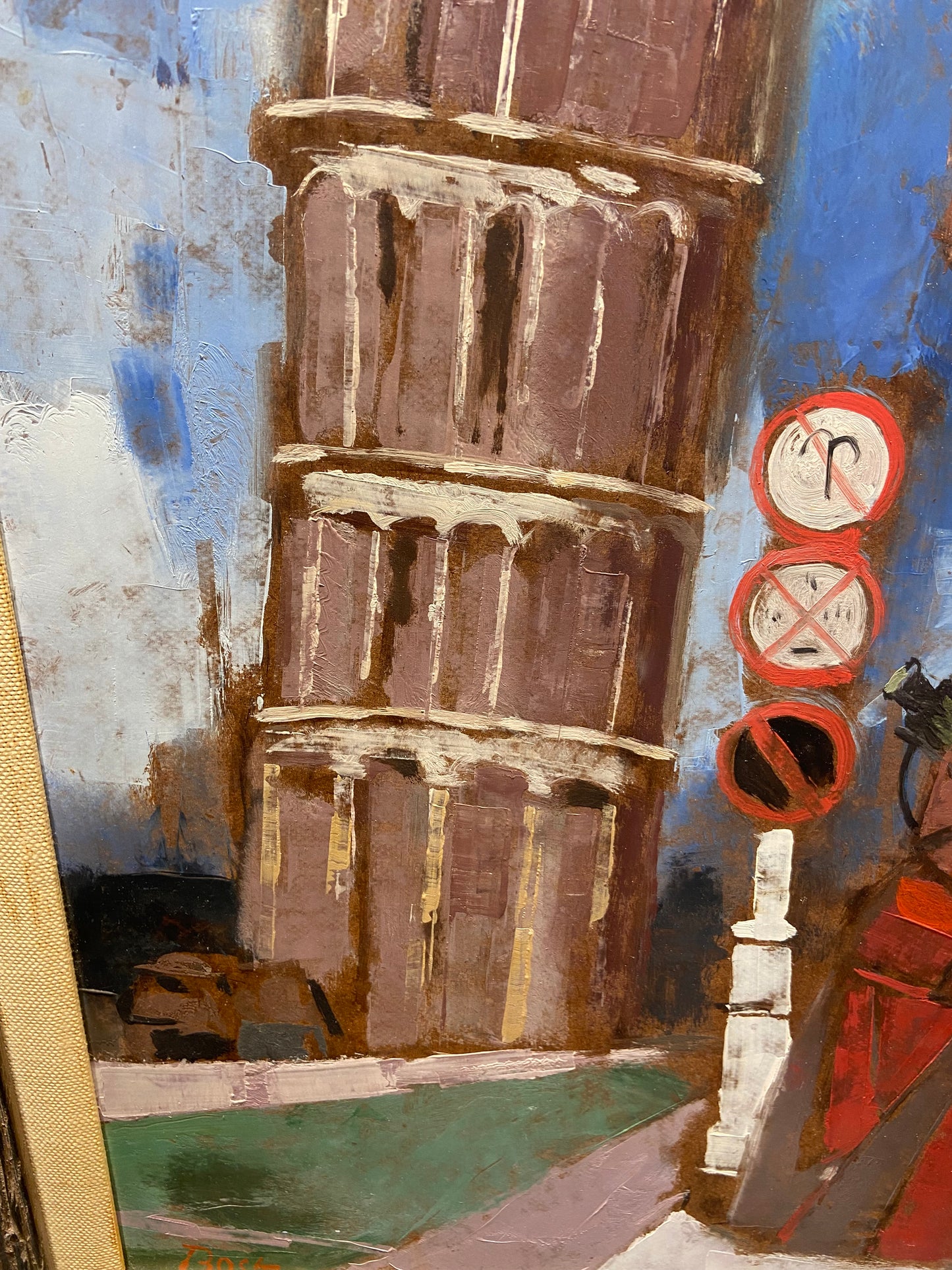 Louis Bosa Leaning Tower of Pisa Oil on Canvas