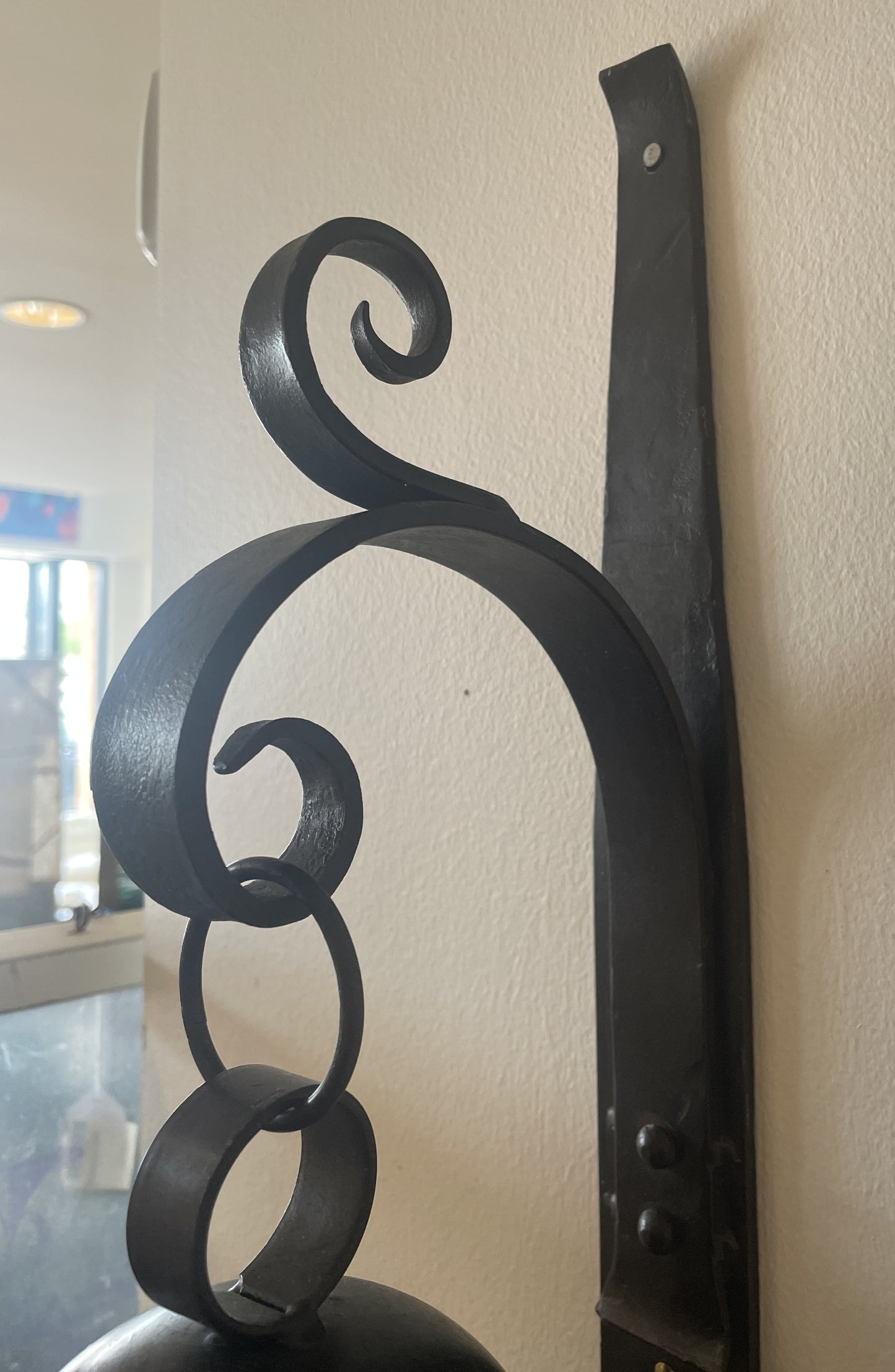 Hand Forged Iron Bell on Bracket with Mallet (0JL01Q)