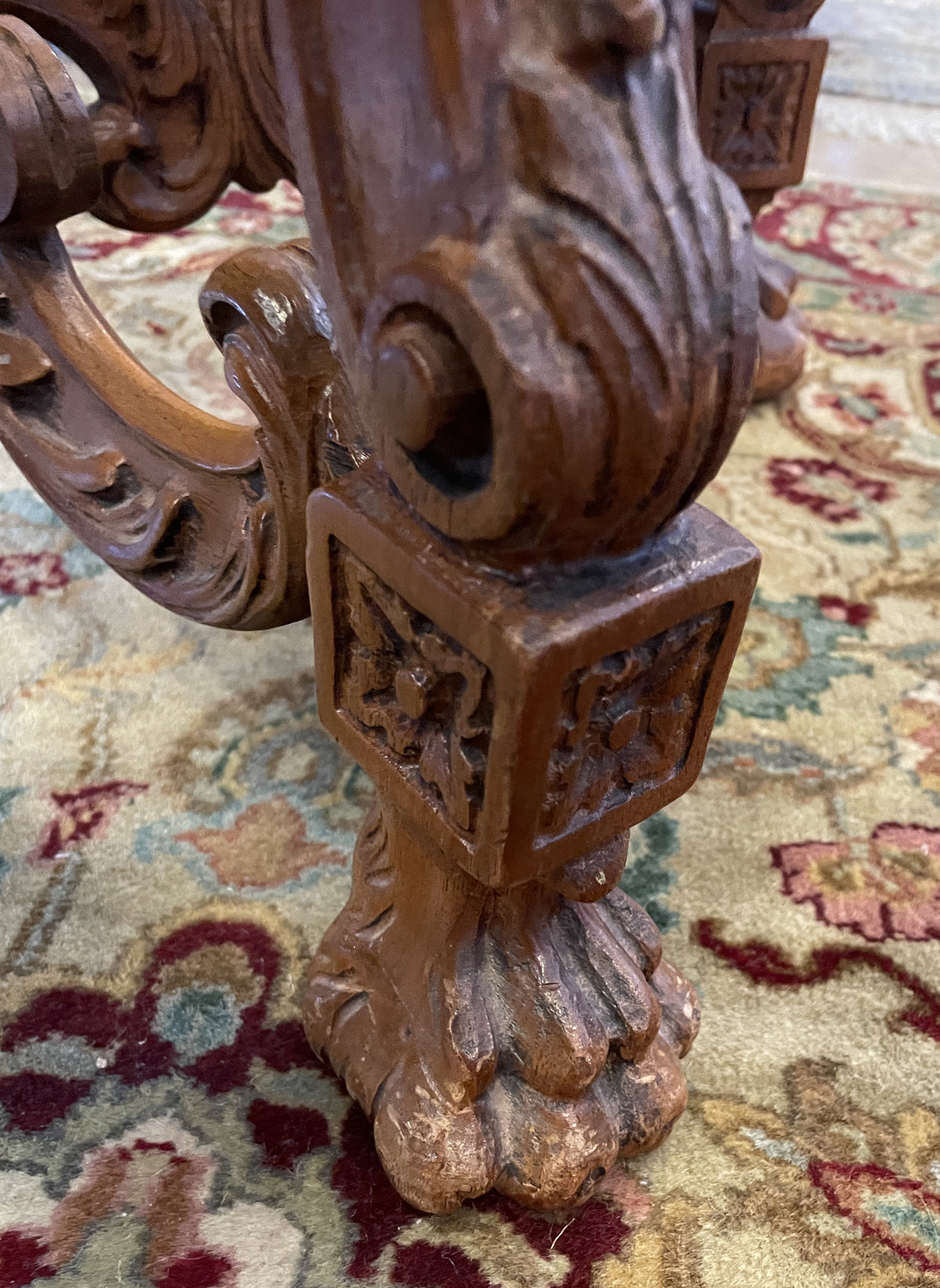 Victorian Center Table with Cherubs and Marble Inset Top (0QH001)