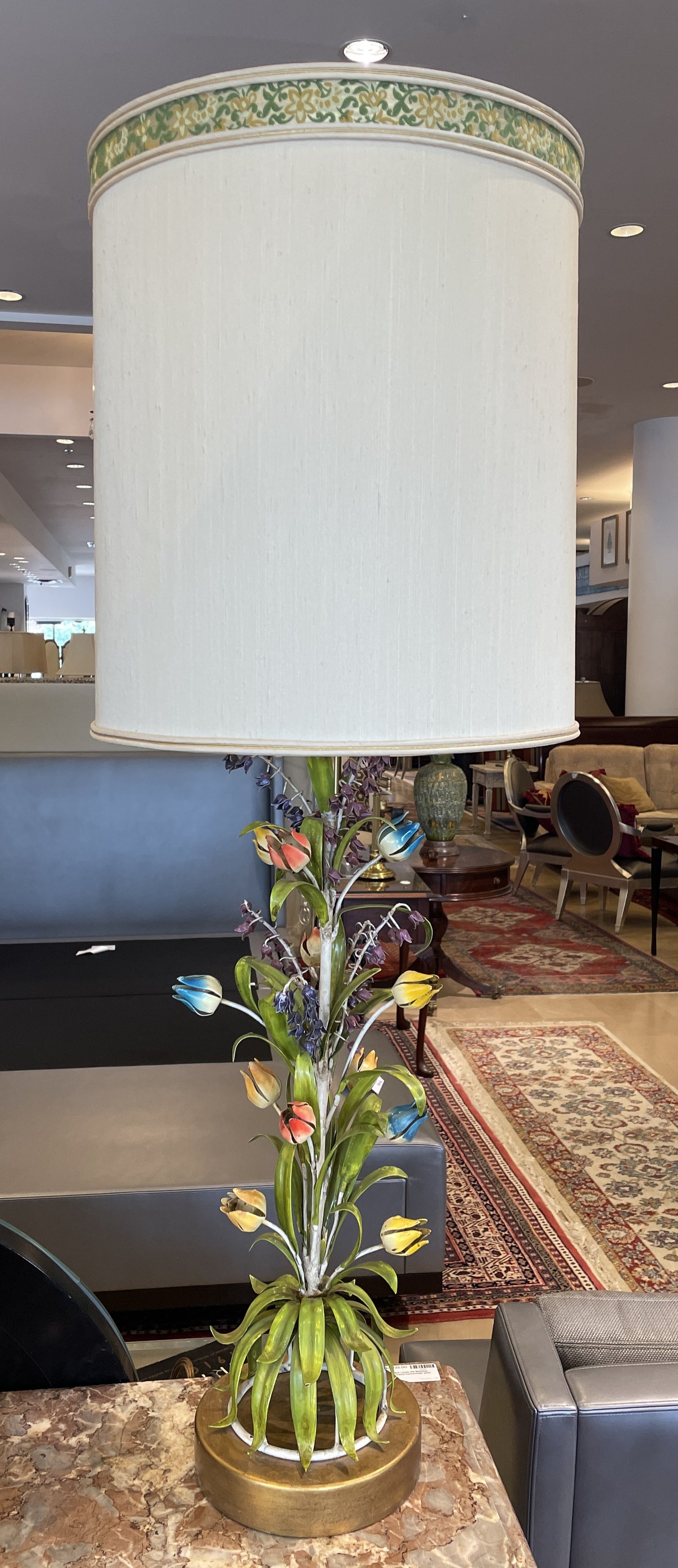 Vintage Marbro Tole Floral Lamps, a Pair (0MJ00B)