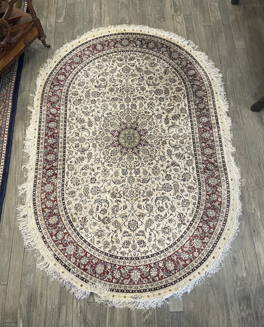 Signed Persian Silk Oval Rug (00H003)