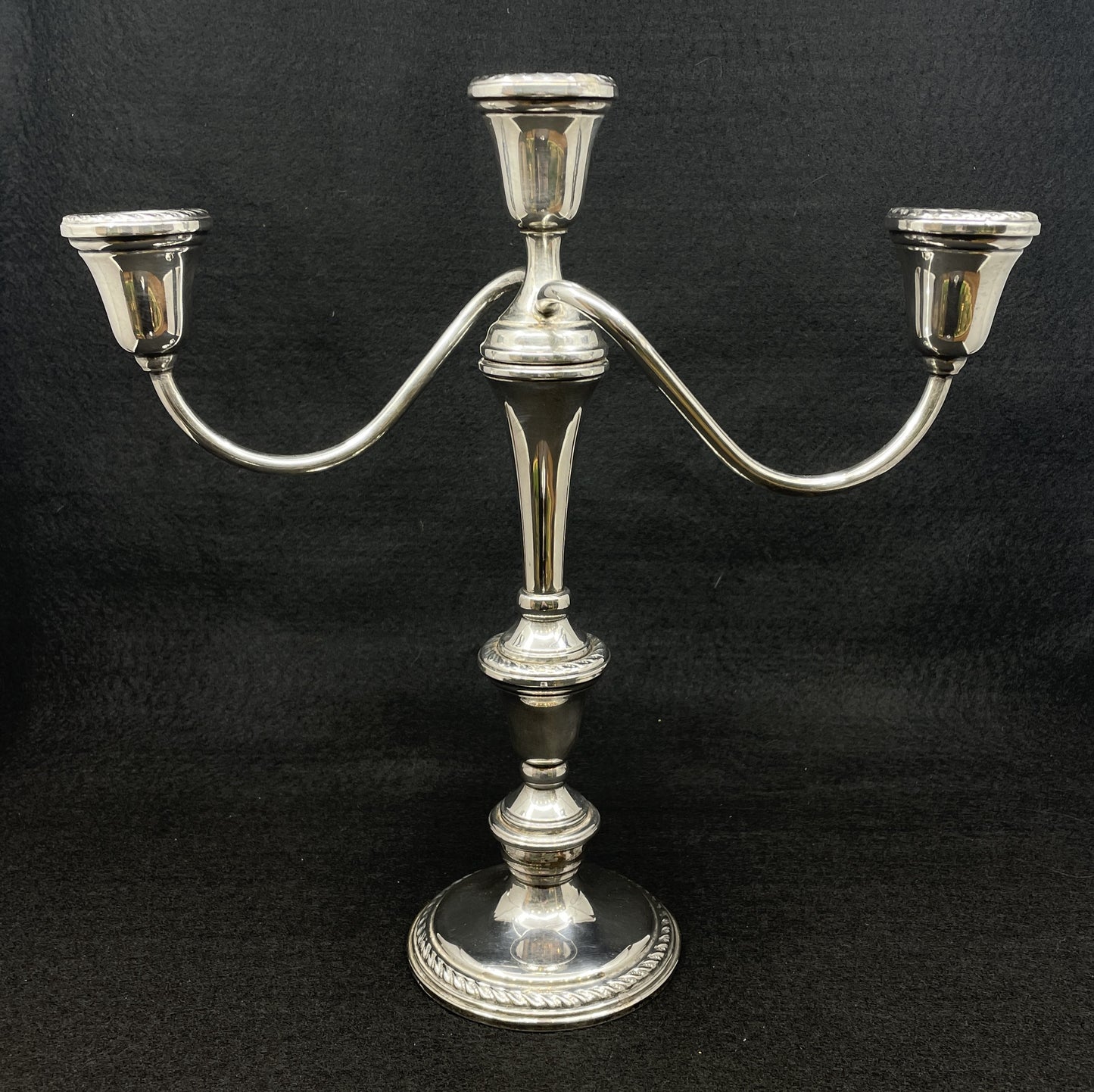 Preisner Sterling Three Arm Candleabras, a pair (0M9002)