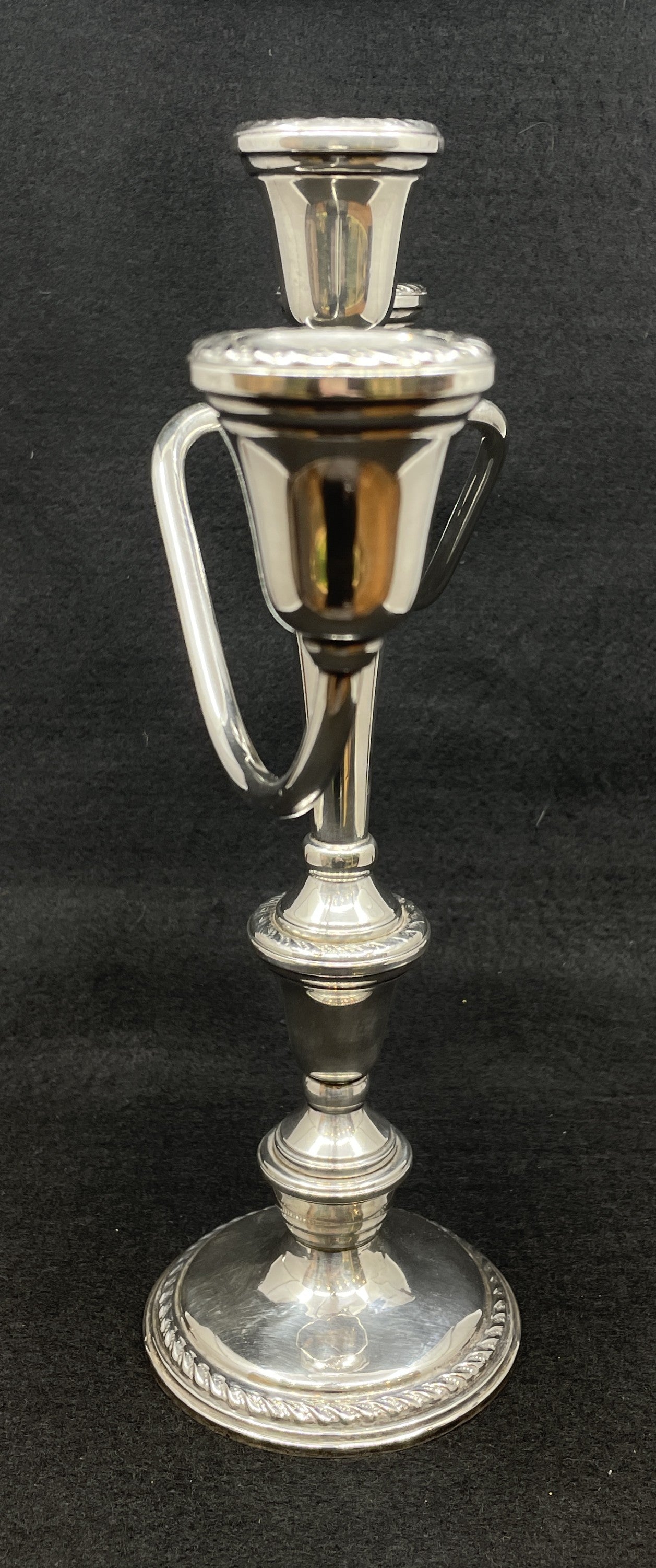 Preisner Sterling Three Arm Candleabras, a pair (0M9002)