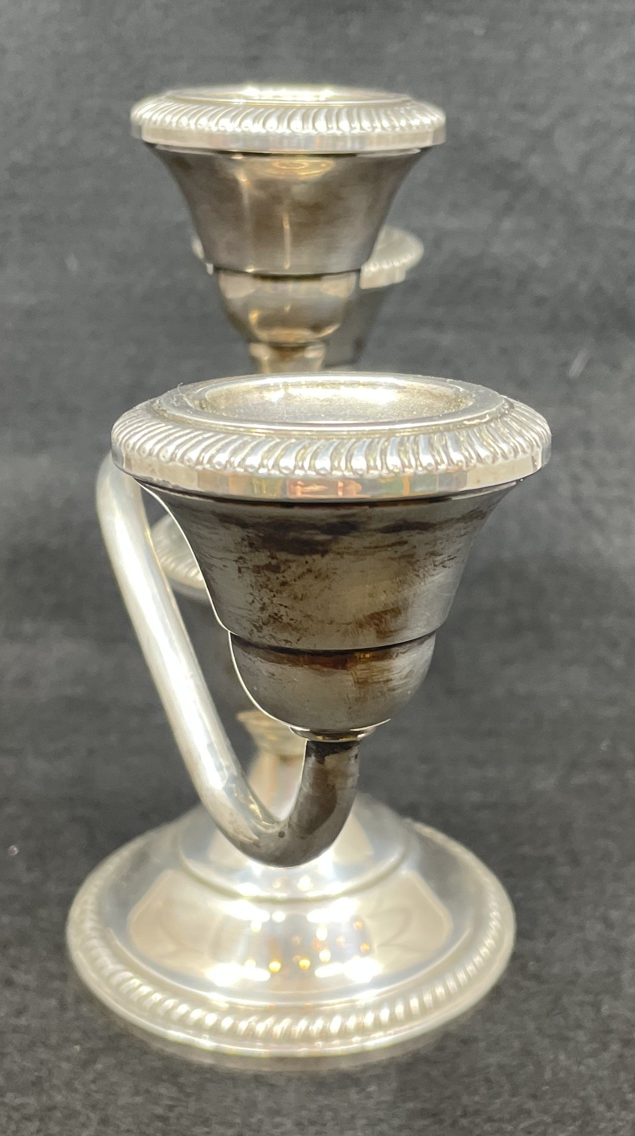 Fisher Sterling Three Candle Candelabras, a pair (012006)