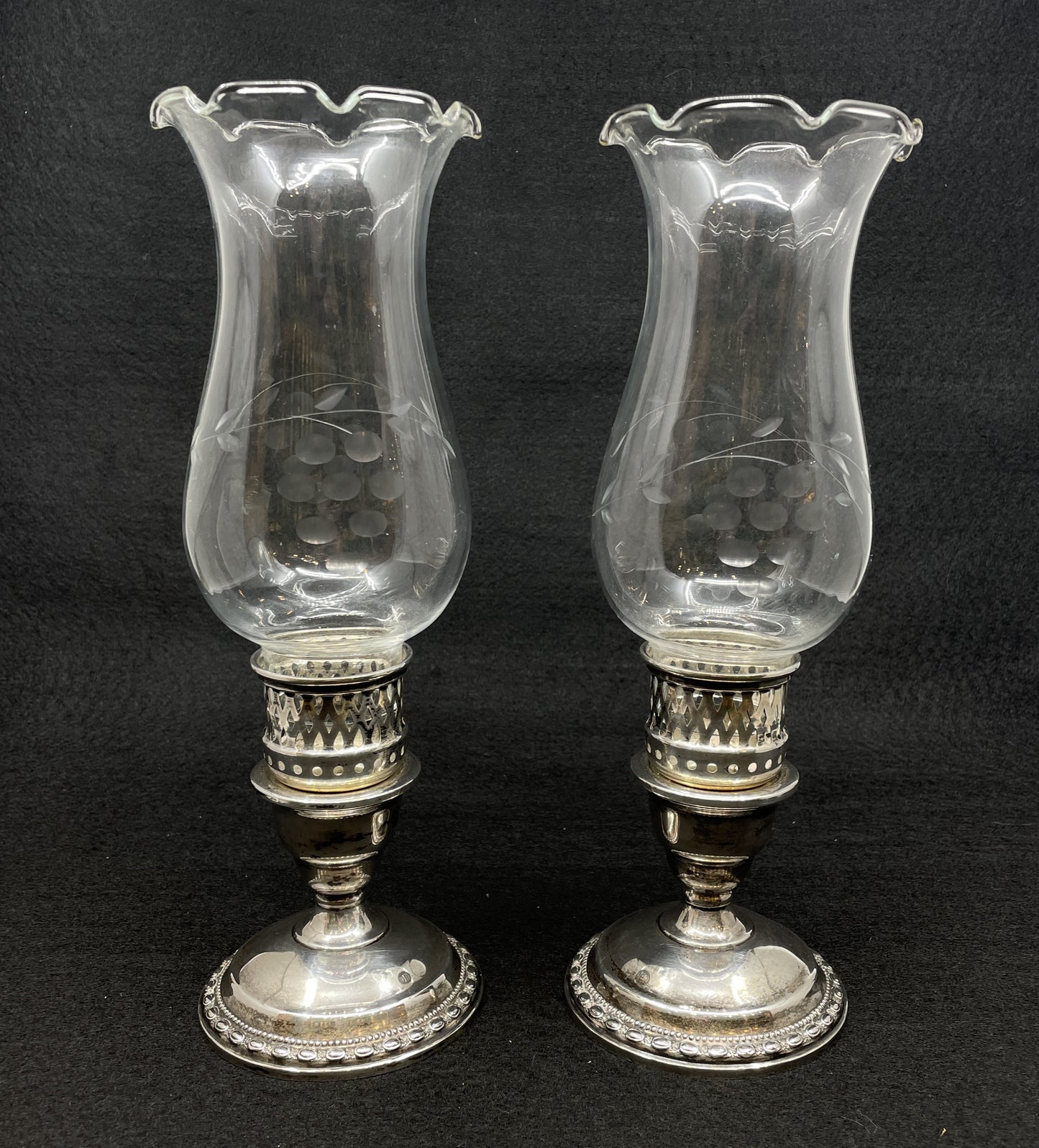 LaPierre Sterling Hurricane Candlesticks, a pair (012005)