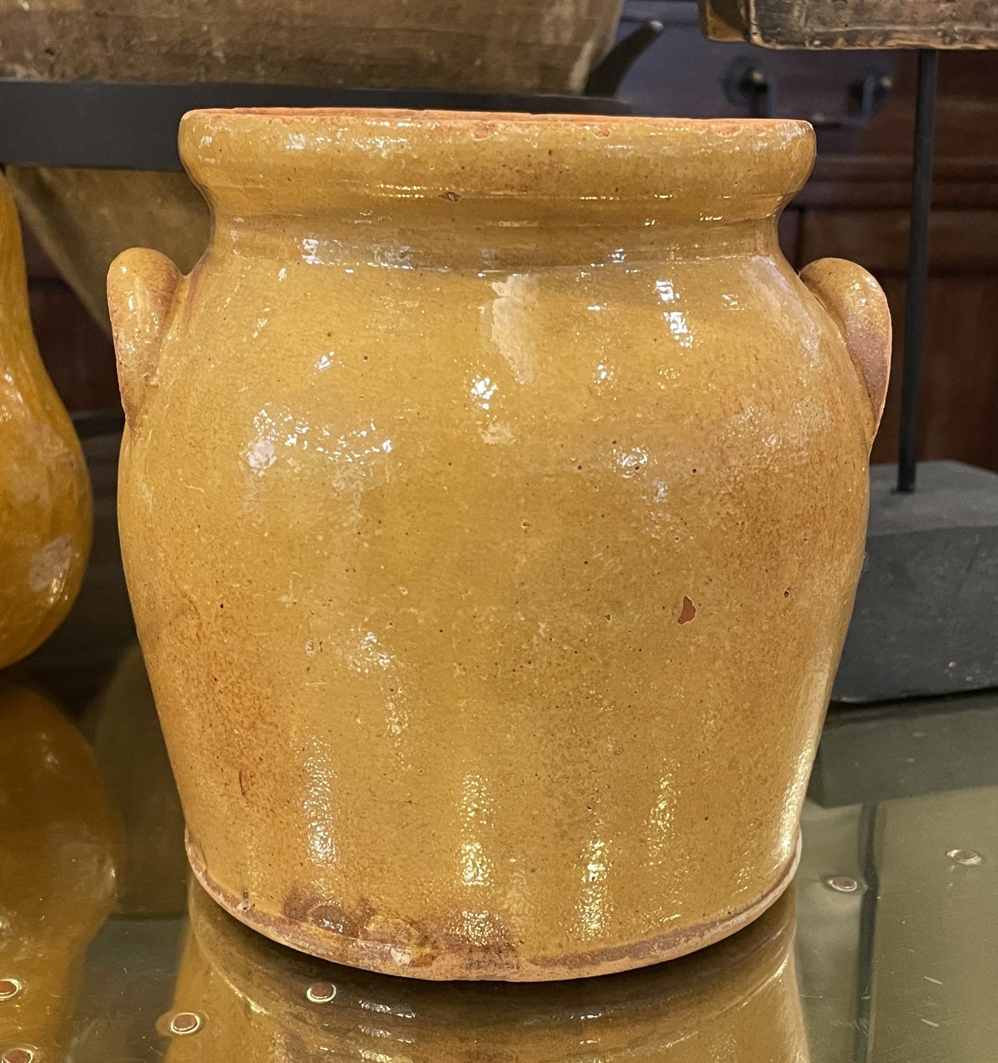 Small French Terracotta Confit Pot in Mustard (0JL01R)
