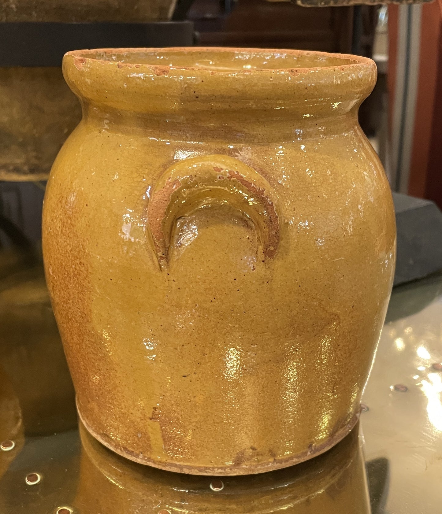 Small French Terracotta Confit Pot in Mustard (0JL01R)