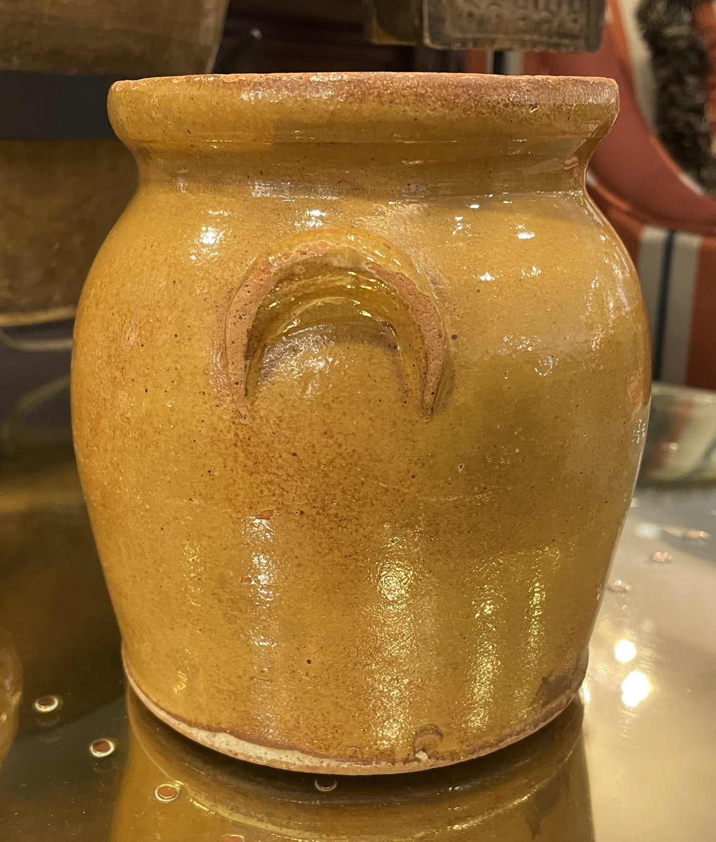 Small French Terracotta Confit Pot in Mustard (0JL01R)