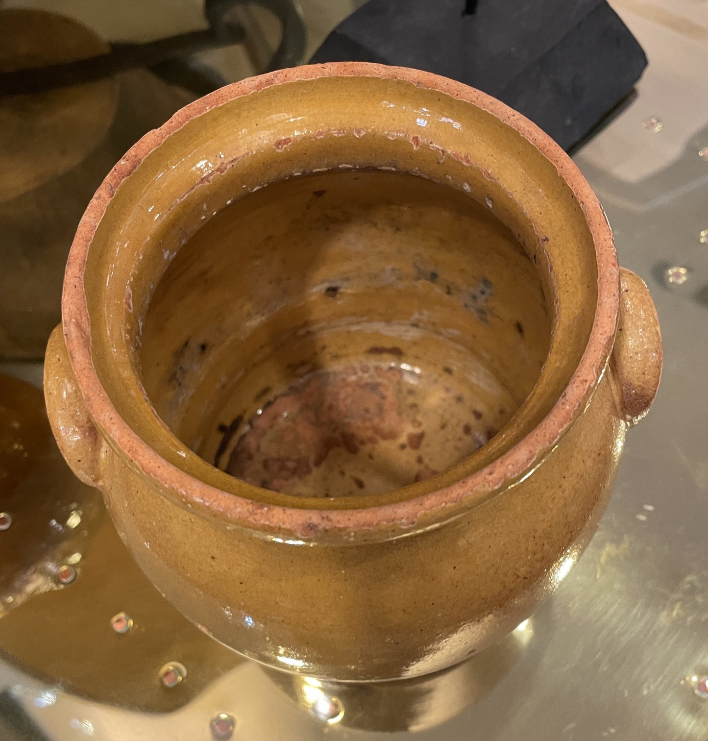Small French Terracotta Confit Pot in Mustard (0JL01R)