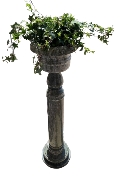 Green three piece marble planter/pedestal as is (0ES00K)