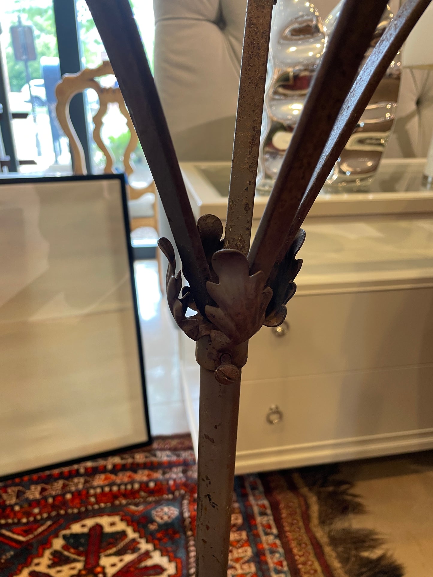Antique Wrought Iron Floor Candelabra, Spanish (0JL02Z)