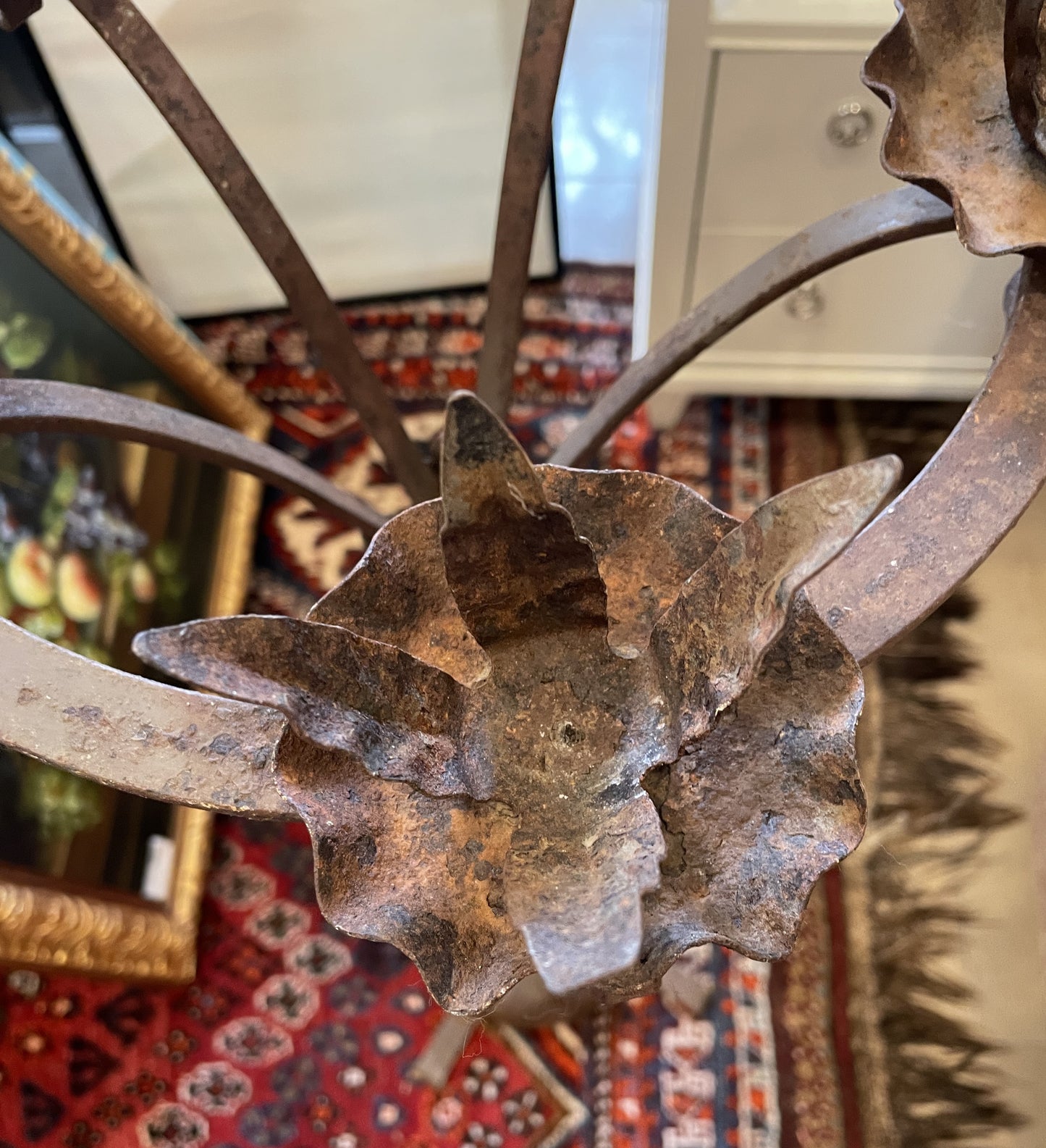 Antique Wrought Iron Floor Candelabra, Spanish (0JL02Z)