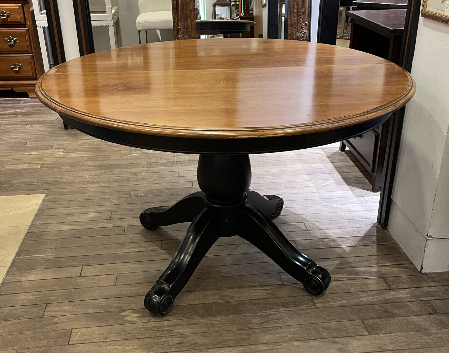 Ethan Allen Dual Tone Round Pedestal Dining Table, AS IS (0MX001)