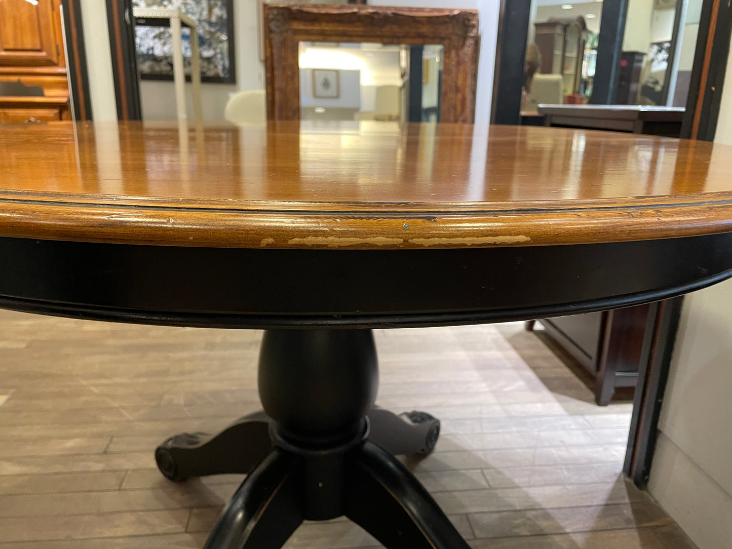 Ethan Allen Dual Tone Round Pedestal Dining Table, AS IS (0MX001)