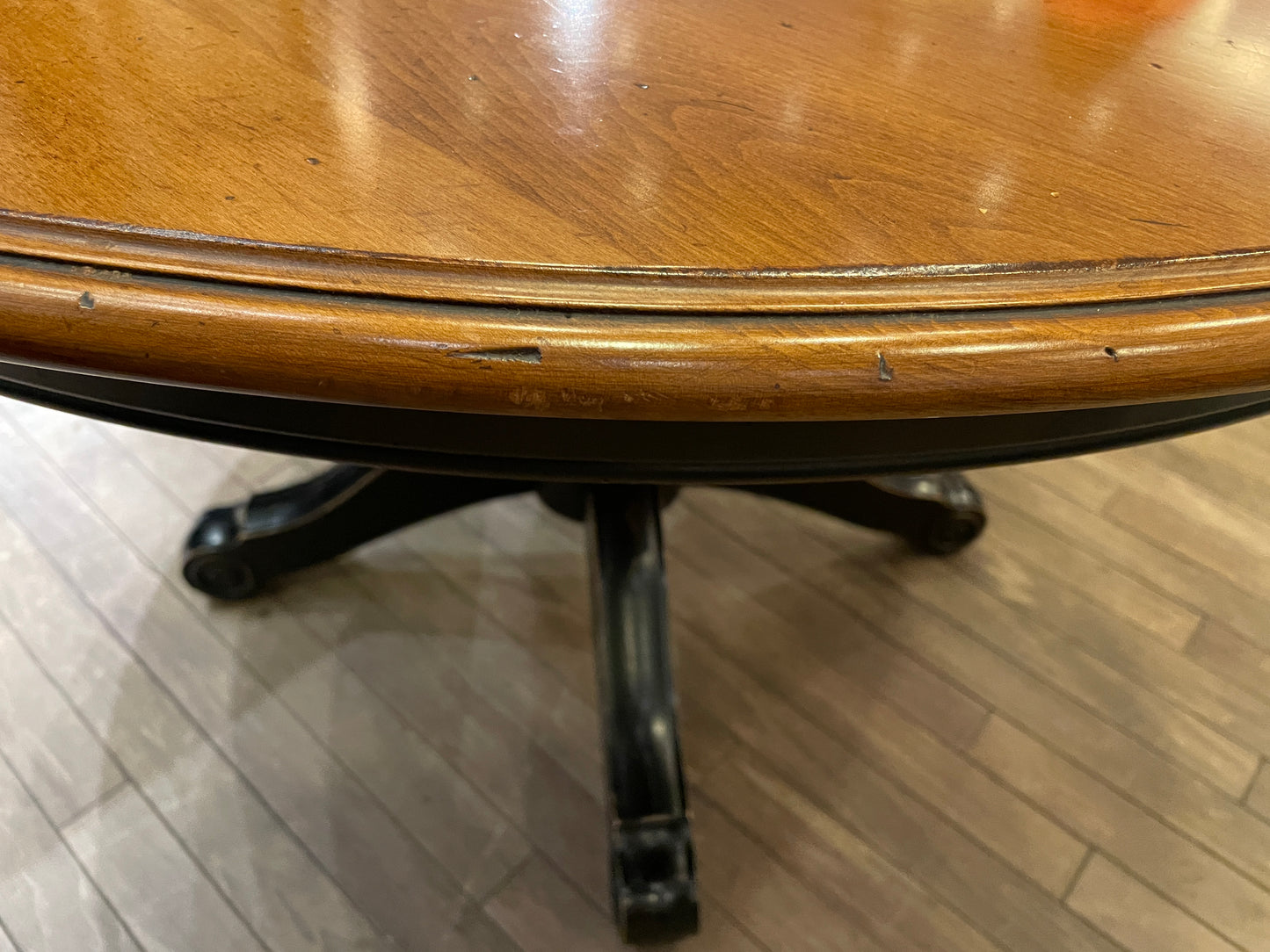 Ethan Allen Dual Tone Round Pedestal Dining Table, AS IS (0MX001)