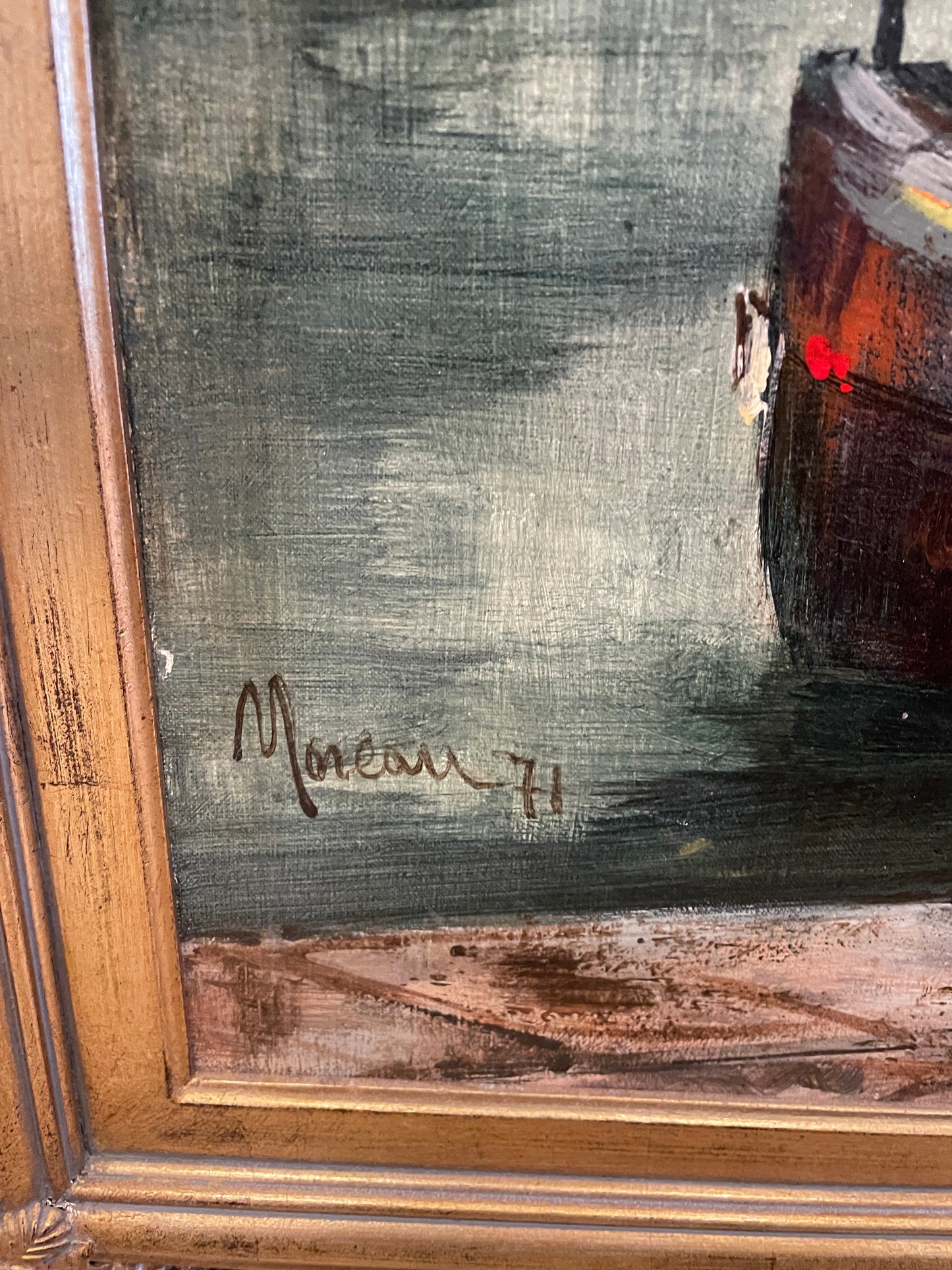 Moreau (France, 1940) "Life Saint Louis" Paris Oil on Canvas (0MJ00C)
