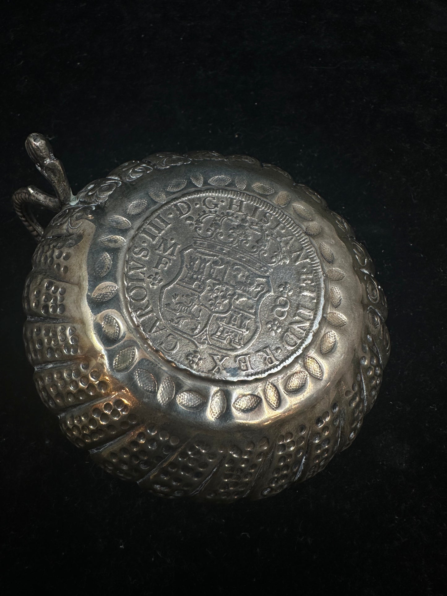 Antique Tastevin Tastevin With 1768 Spanish Coin (26736)
