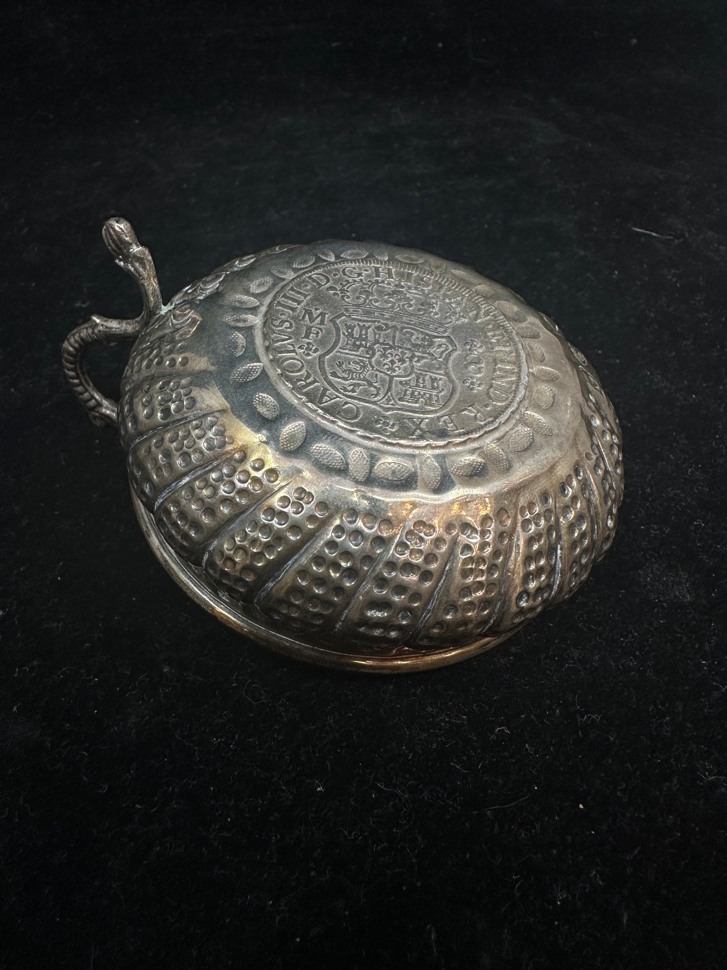 Antique Tastevin Tastevin With 1768 Spanish Coin (26736)