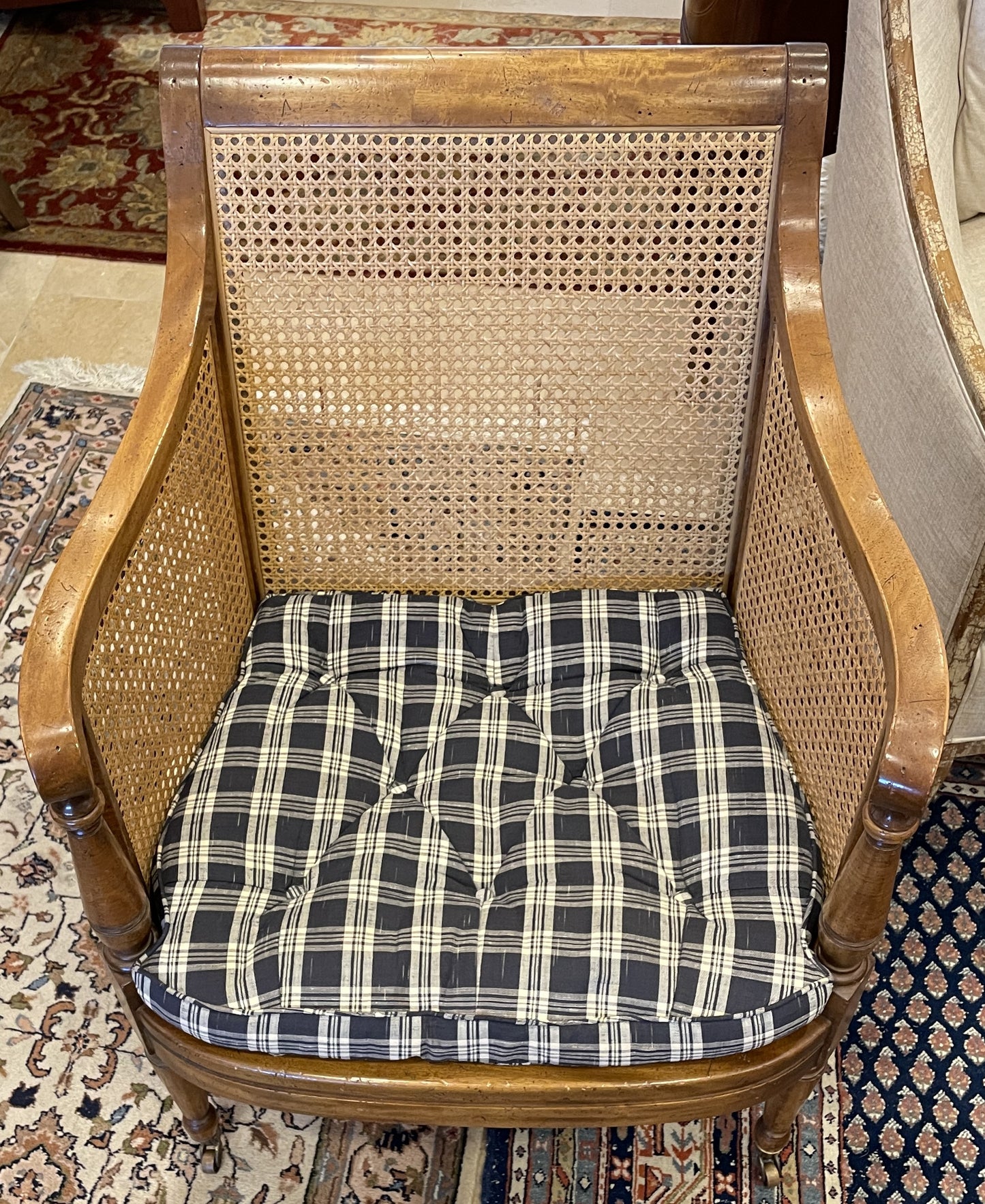 Regency Style Caned Chair with Upholstered seat (0EZ001)