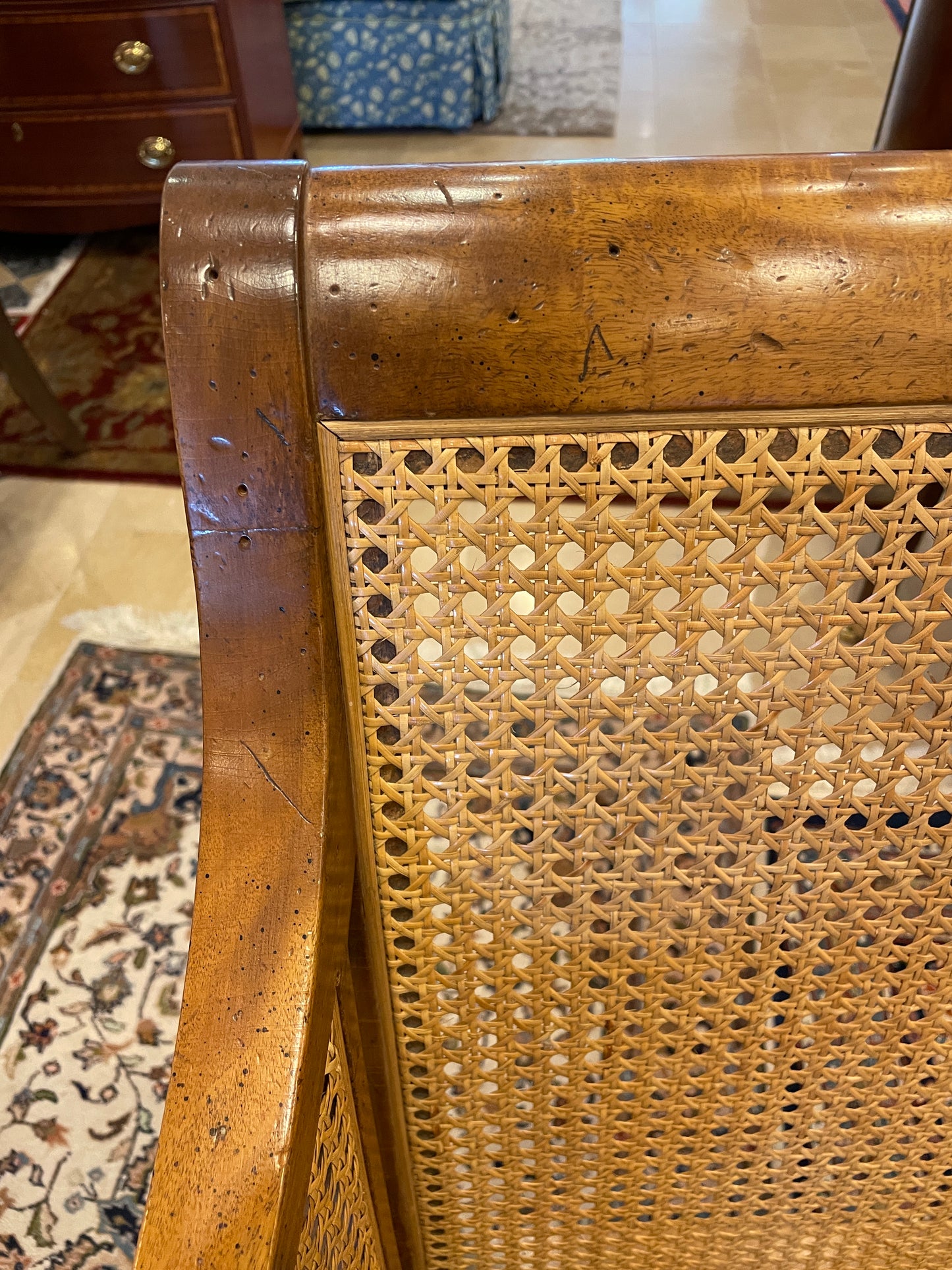 Regency Style Caned Chair with Upholstered seat (0EZ001)