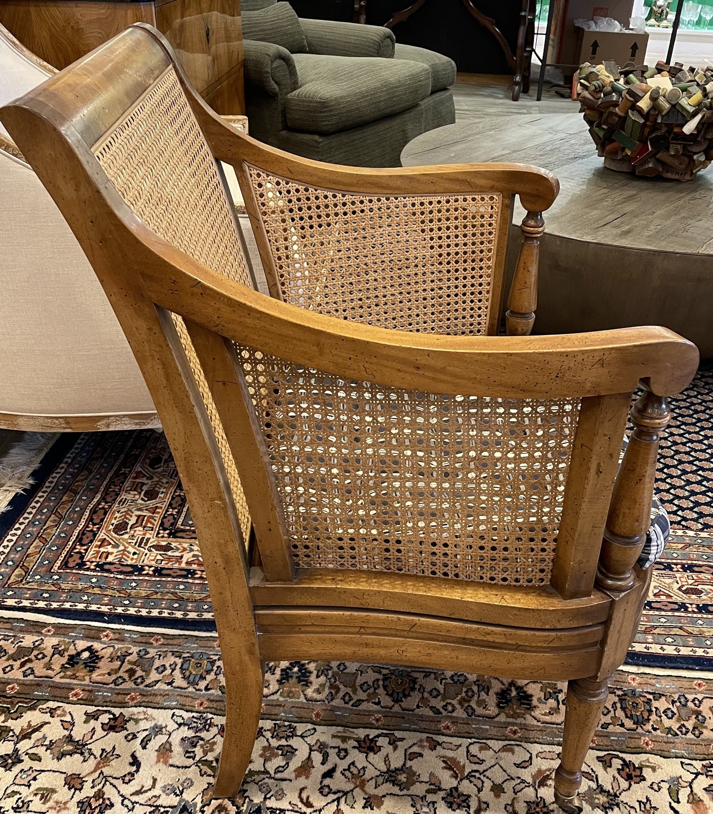 Regency Style Caned Chair with Upholstered seat (0EZ001)