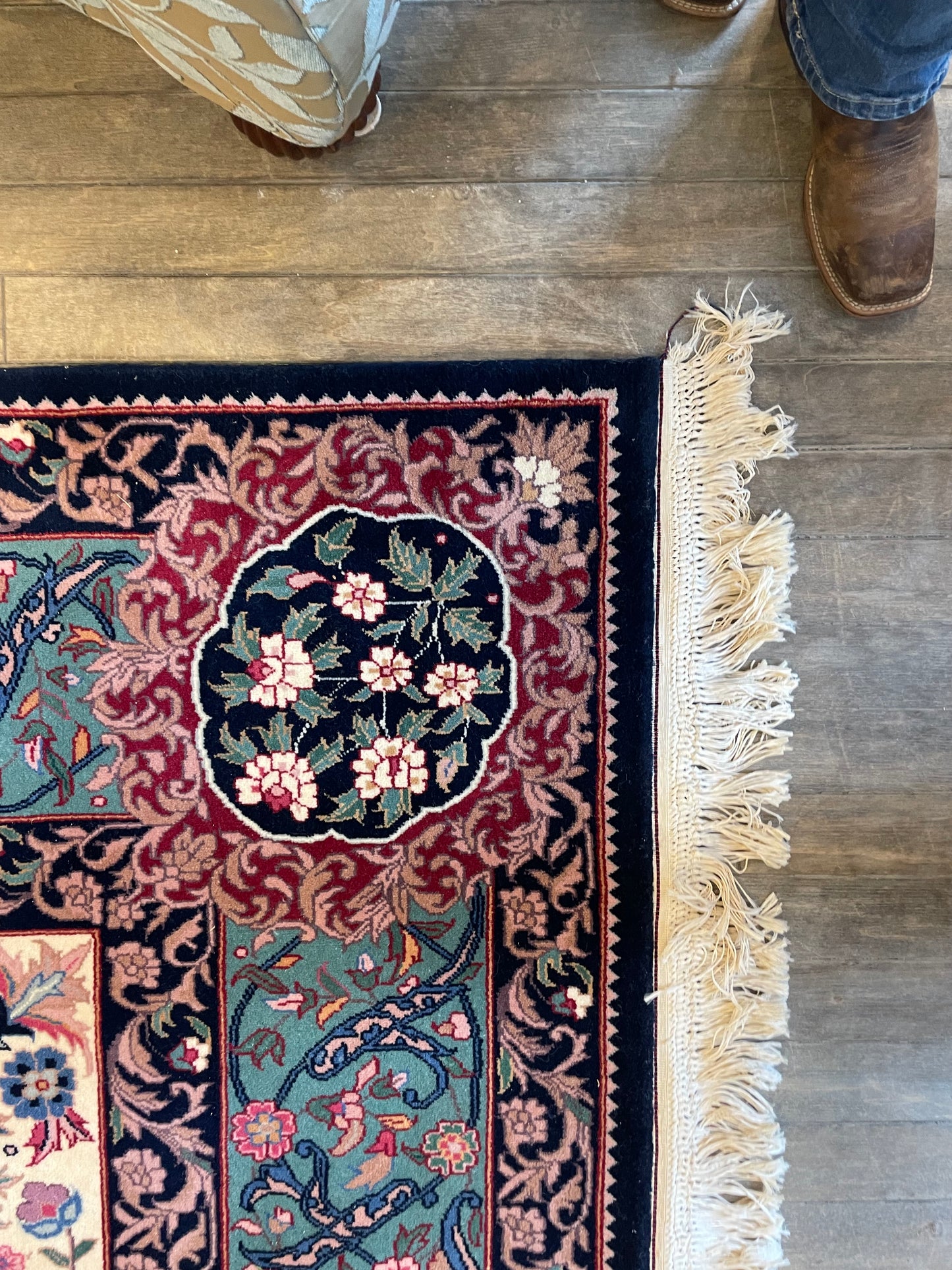 Hand Knotted Navy Blue Medallion Rug