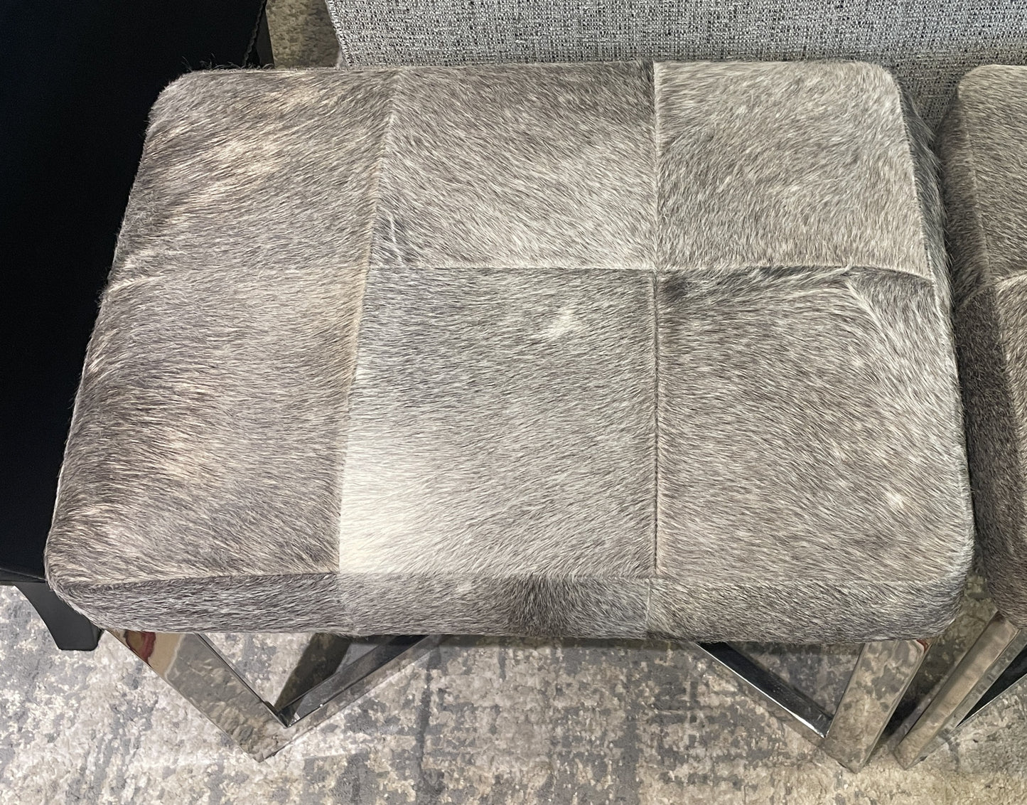 Wisteria Cross Hide Ottoman on Chrome Base (Two available 0N100A and 0N100B)