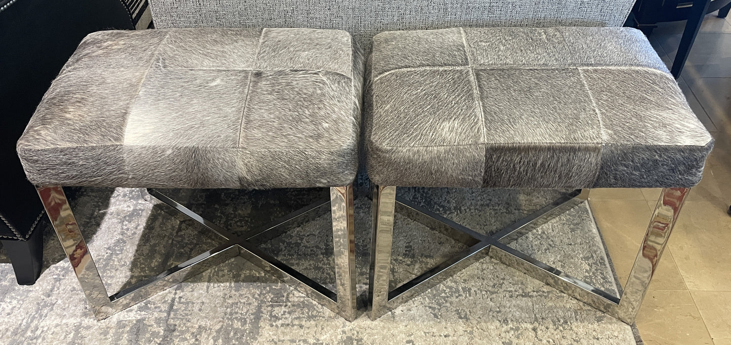 Wisteria Cross Hide Ottoman on Chrome Base (Two available 0N100A and 0N100B)