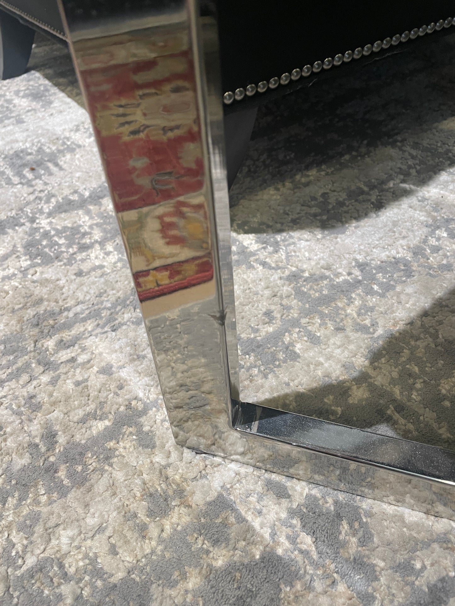 Wisteria Cross Hide Ottoman on Chrome Base (Two available 0N100A and 0N100B)