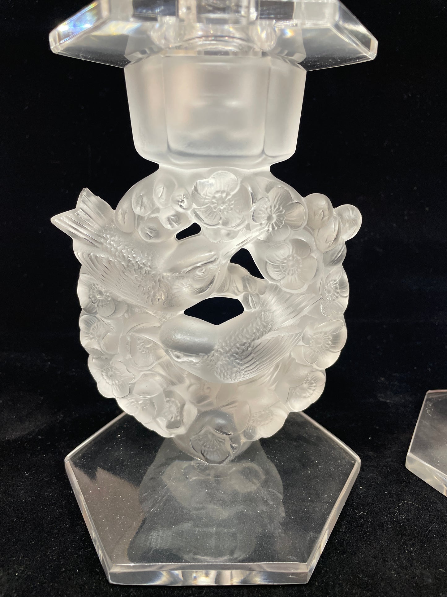 Pair of Lalique Mesanges Candlesticks AS IS (0B500L)