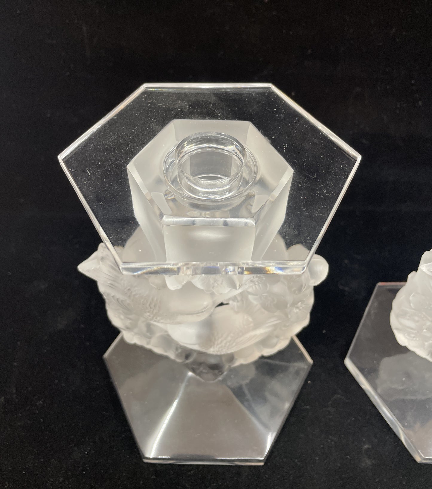 Pair of Lalique Mesanges Candlesticks AS IS (0B500L)