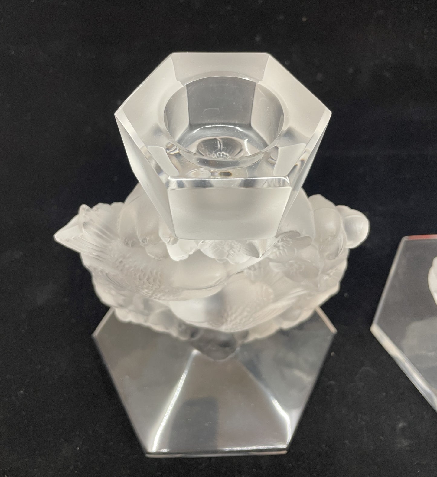 Pair of Lalique Mesanges Candlesticks AS IS (0B500L)