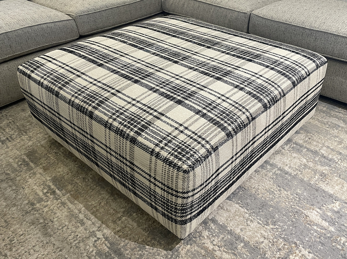 CR Laine Plaid Oversized Ottoman (0N200A)