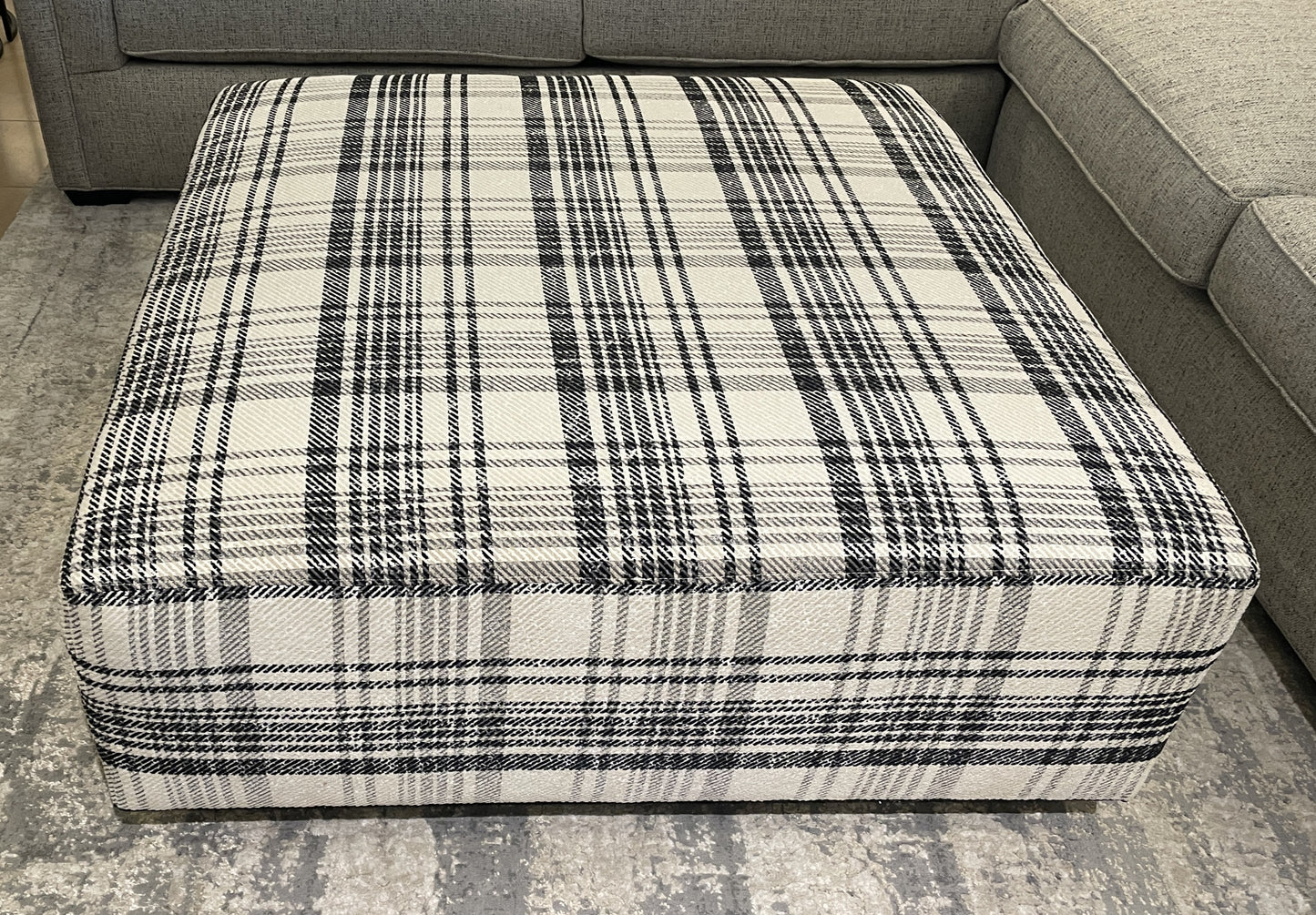 CR Laine Plaid Oversized Ottoman (0N200A)