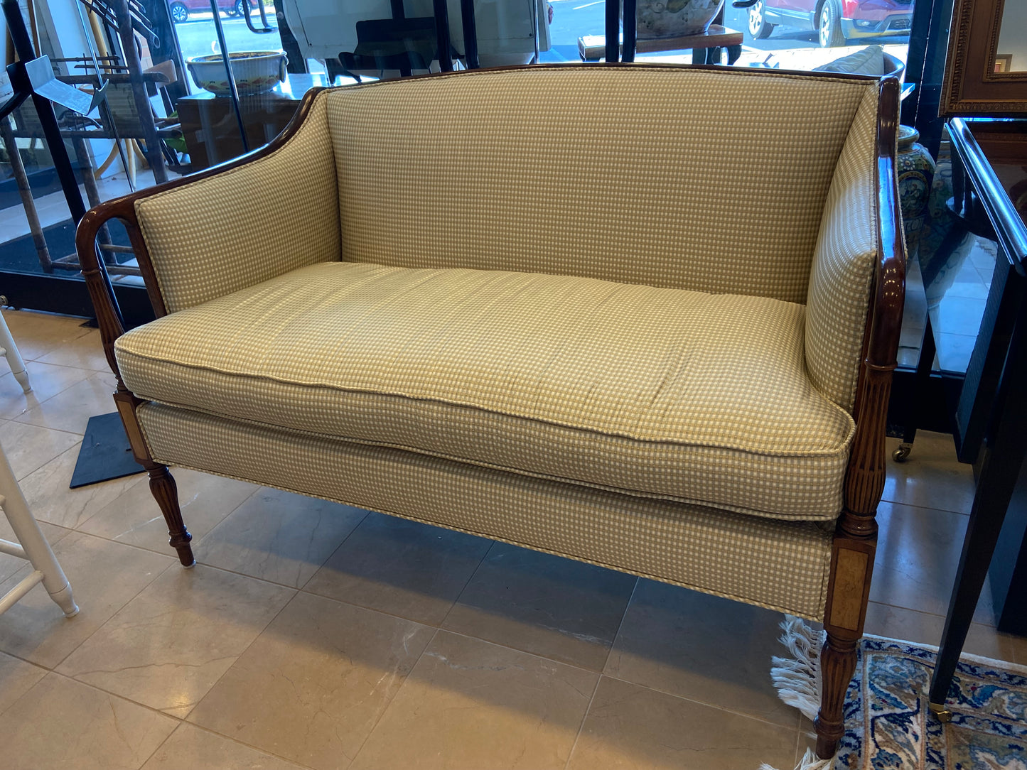 Check Upholstered Settee (26356)