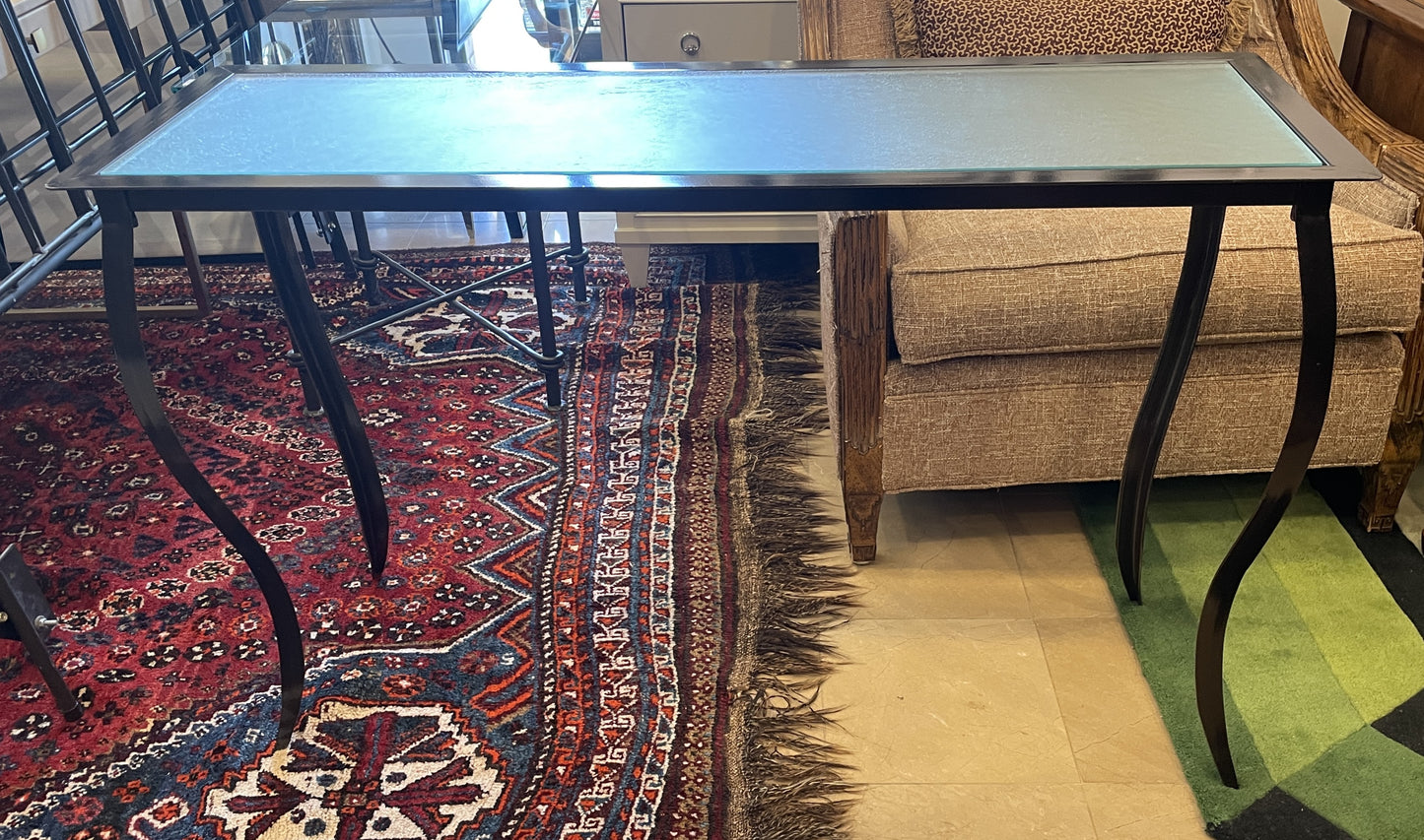 Iron and Frosted Glass Table (0N2008)