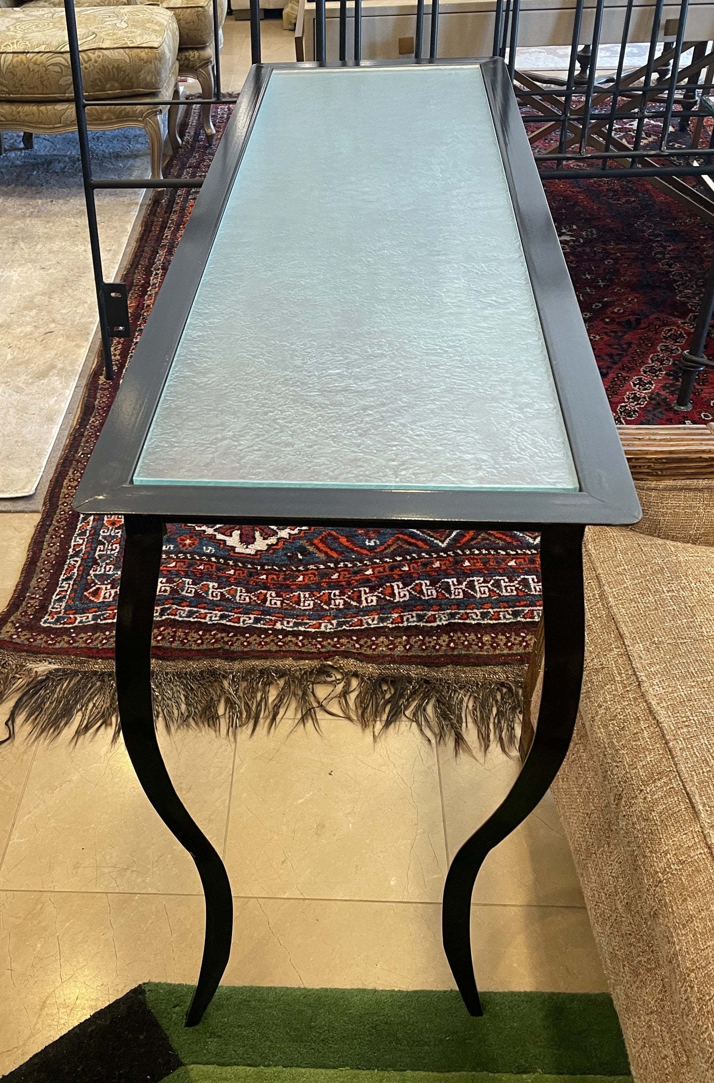 Iron and Frosted Glass Table (0N2008)